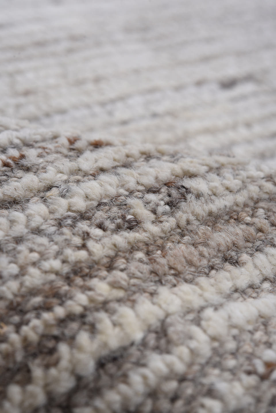 8' x 9' one-of-a-kind handmade vintage Tulu large size rug. Color palette: ivory, gray, taupe, charcoal, beige, black