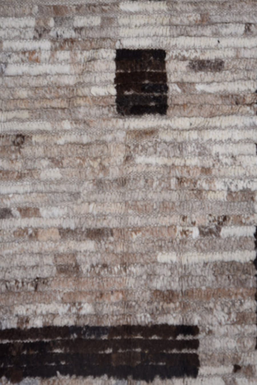 10' x 13' one-of-a-kind handmade vintage Tulu large size rug. Color palette: ivory, taupe, charcoal, brown, cream, greige