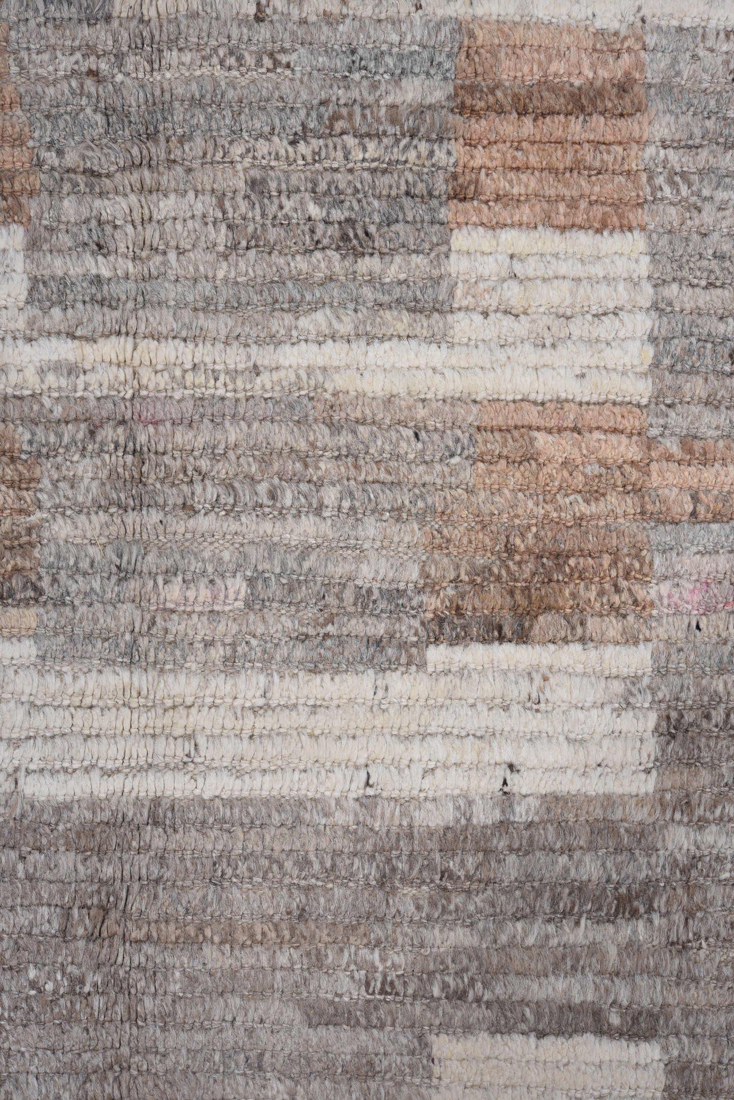 10' x 14' one-of-a-kind handmade vintage Tulu large size rug. Color palette: gray, ivory, taupe, camel, charcoal, beige