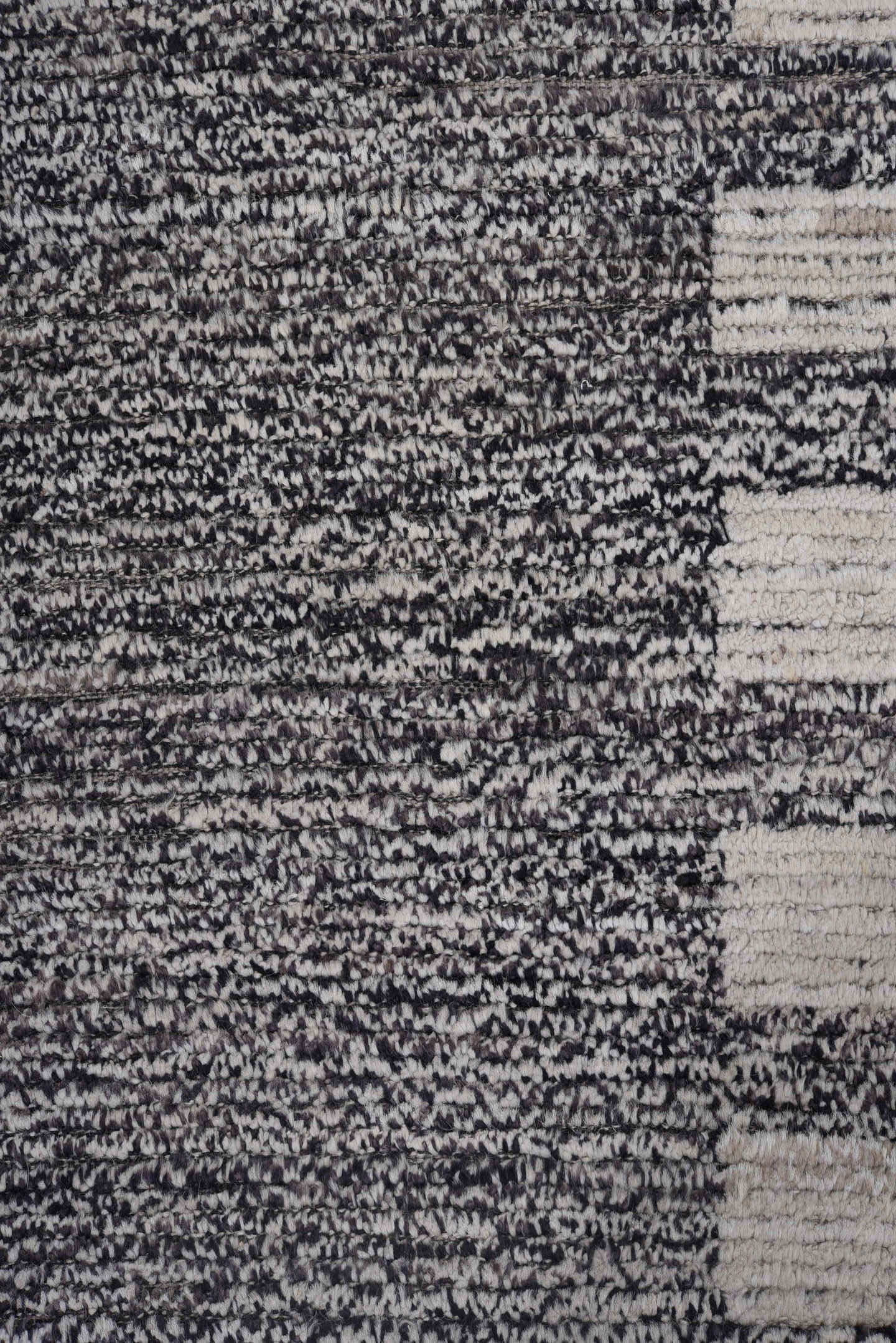 7' x 11' one-of-a-kind handmade vintage Tulu large size rug. Color palette: charcoal, ivory, gray, black