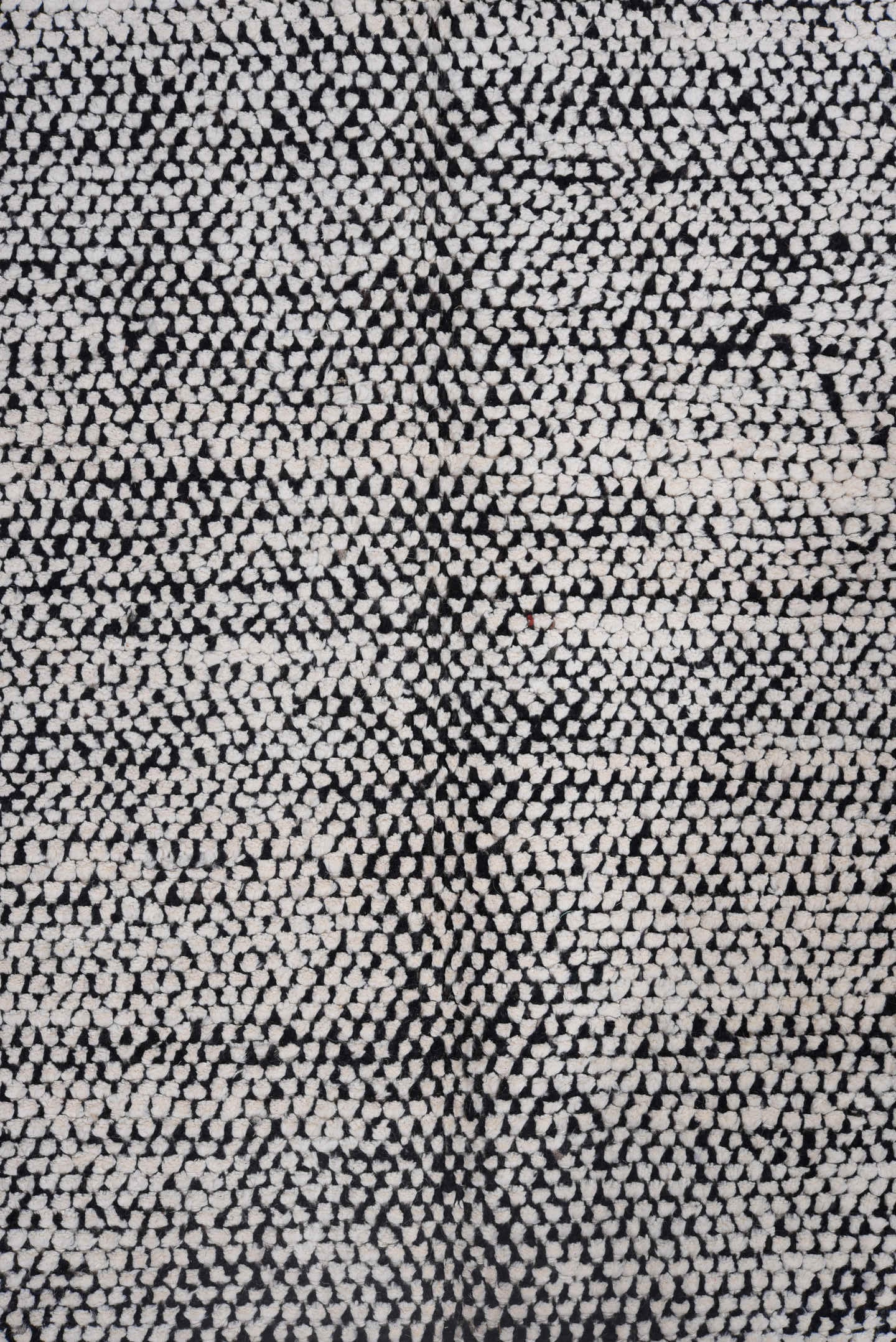 6' x 8' one-of-a-kind handmade vintage Tulu medium size rug. Color palette: ivory, charcoal, gray, cream, taupe, black