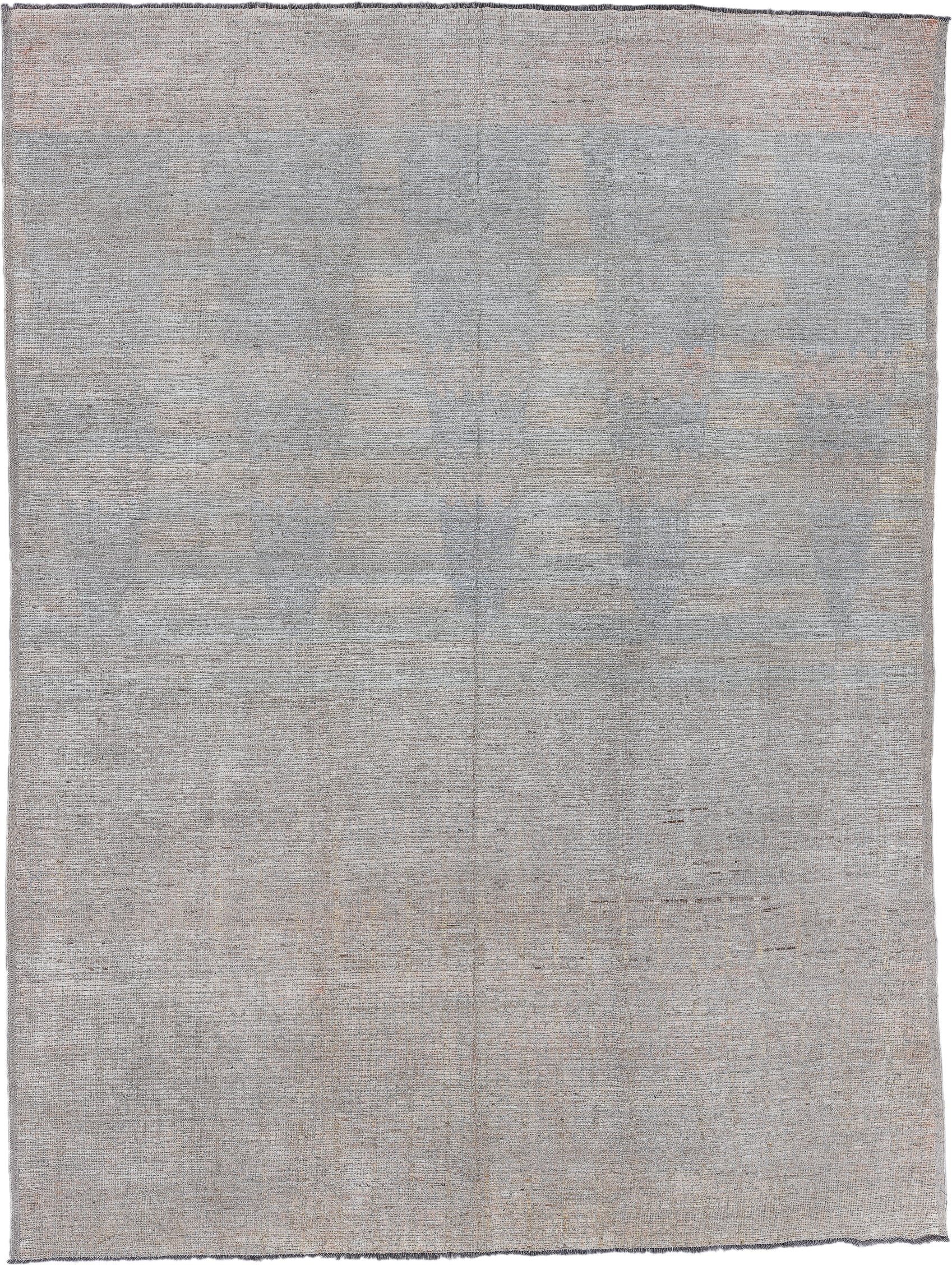 10' x 13' one-of-a-kind handmade vintage Tulu large size rug. Color palette: ivory, taupe, gray, beige, pewter