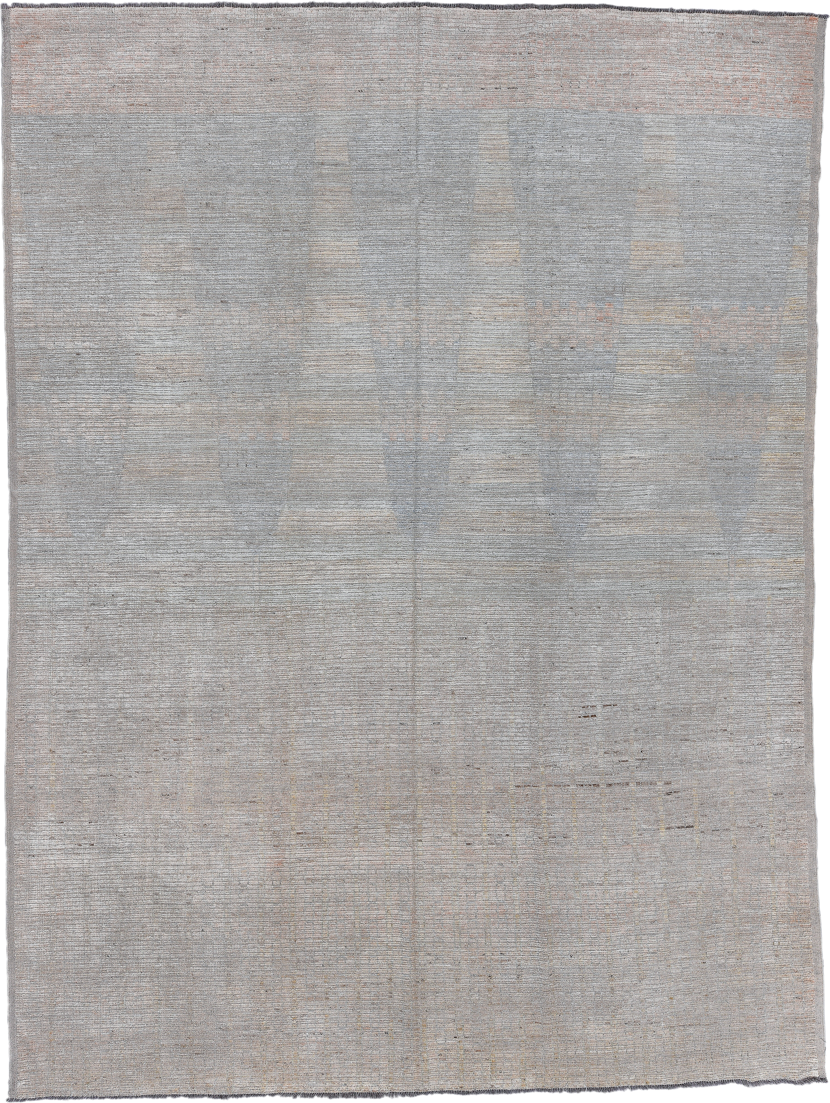 10' x 13' one-of-a-kind handmade vintage Tulu large size rug. Color palette: ivory, taupe, gray, beige, pewter