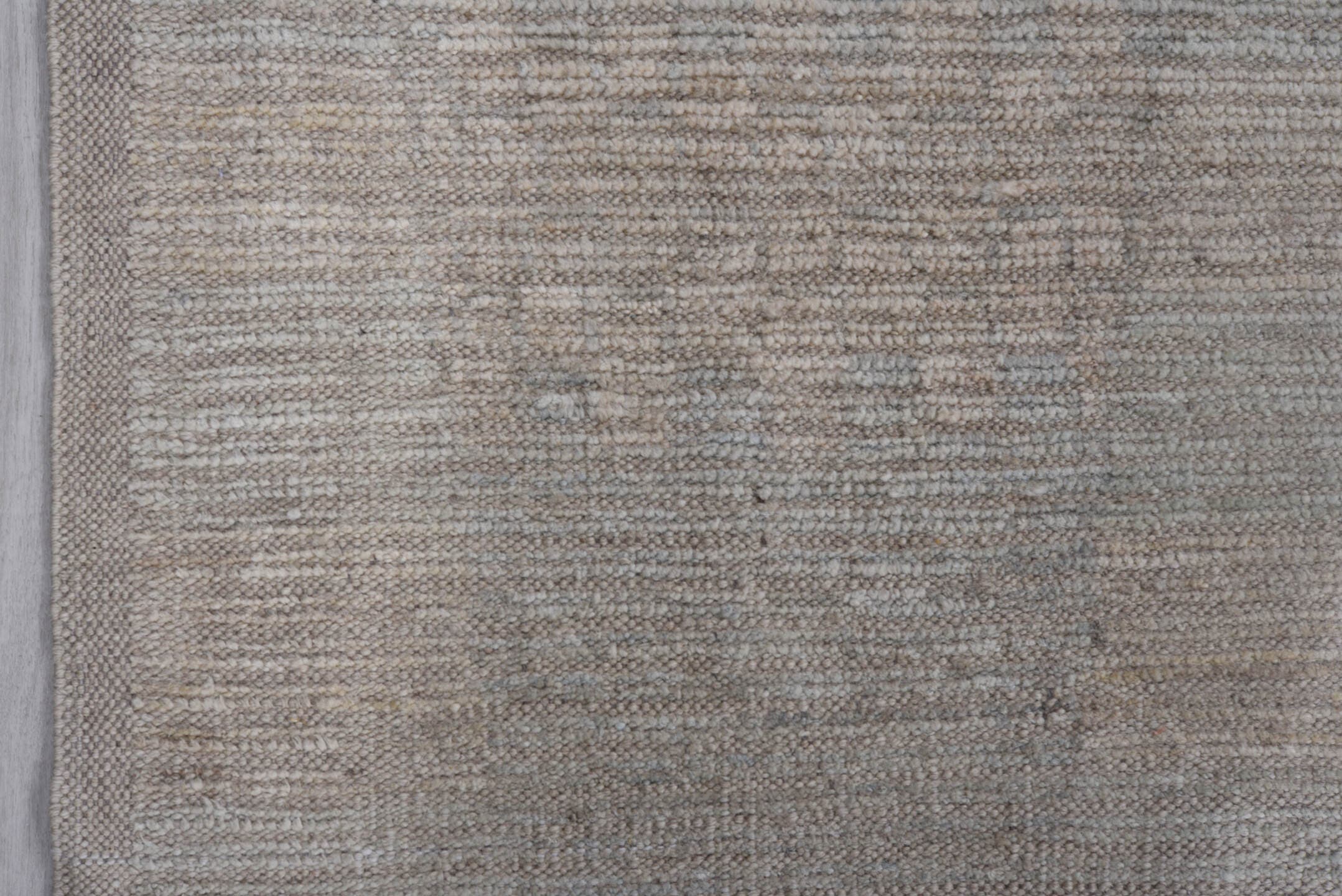 10' x 13' one-of-a-kind handmade vintage Tulu large size rug. Color palette: ivory, taupe, gray, beige, pewter
