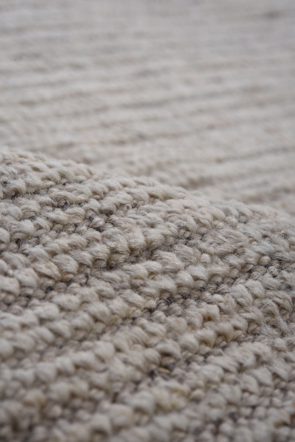 10' x 13' one-of-a-kind handmade vintage Tulu large size rug. Color palette: ivory, taupe, gray, beige, pewter