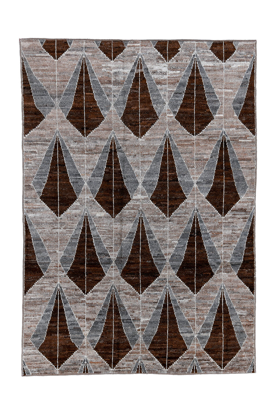 6' x 8' one-of-a-kind handmade vintage Tulu medium size rug. Color palette: black, brown, charcoal, dark gray, dim gray