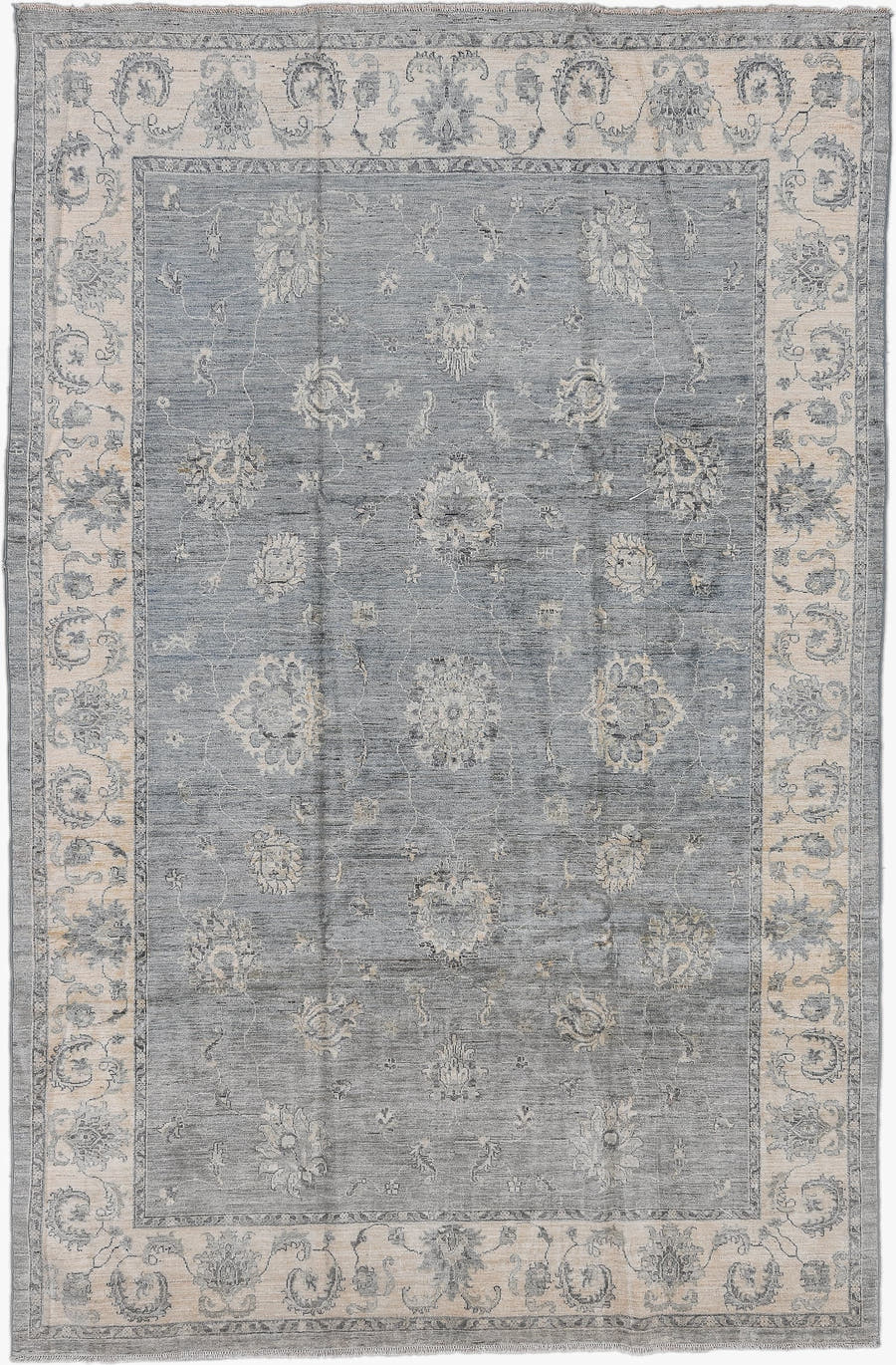 6' x 10' one-of-a-kind handmade vintage Afghan large size rug. Color palette: slate, ivory, silver, taupe, charcoal, gray