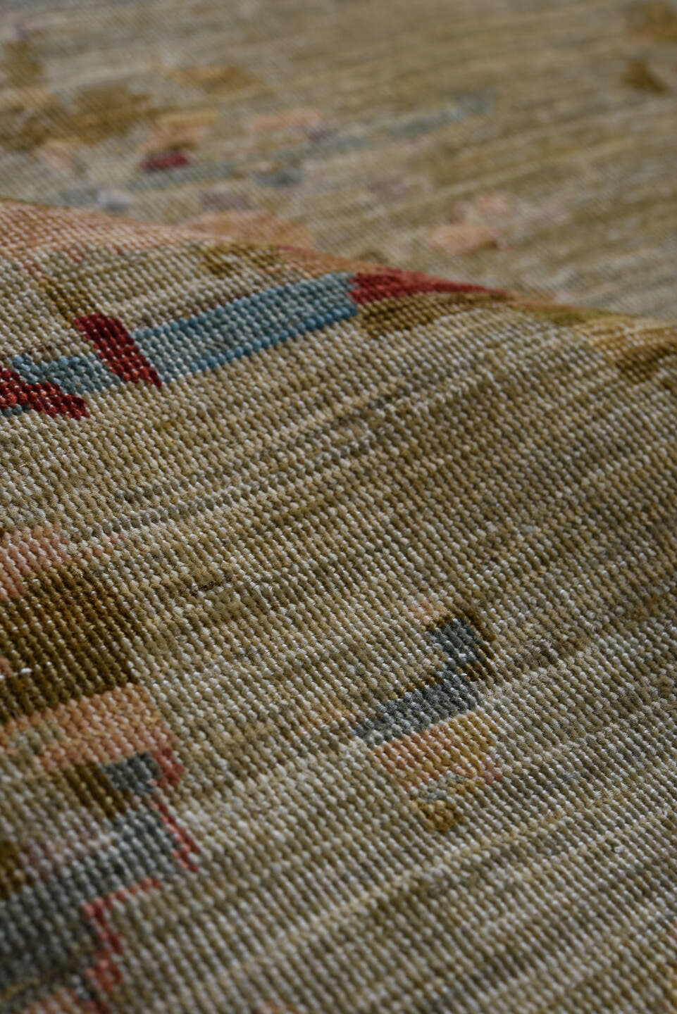 10' x 13' one-of-a-kind handmade vintage Afghan large size rug. Color palette: taupe, sky blue, rose, rust, olive, beige