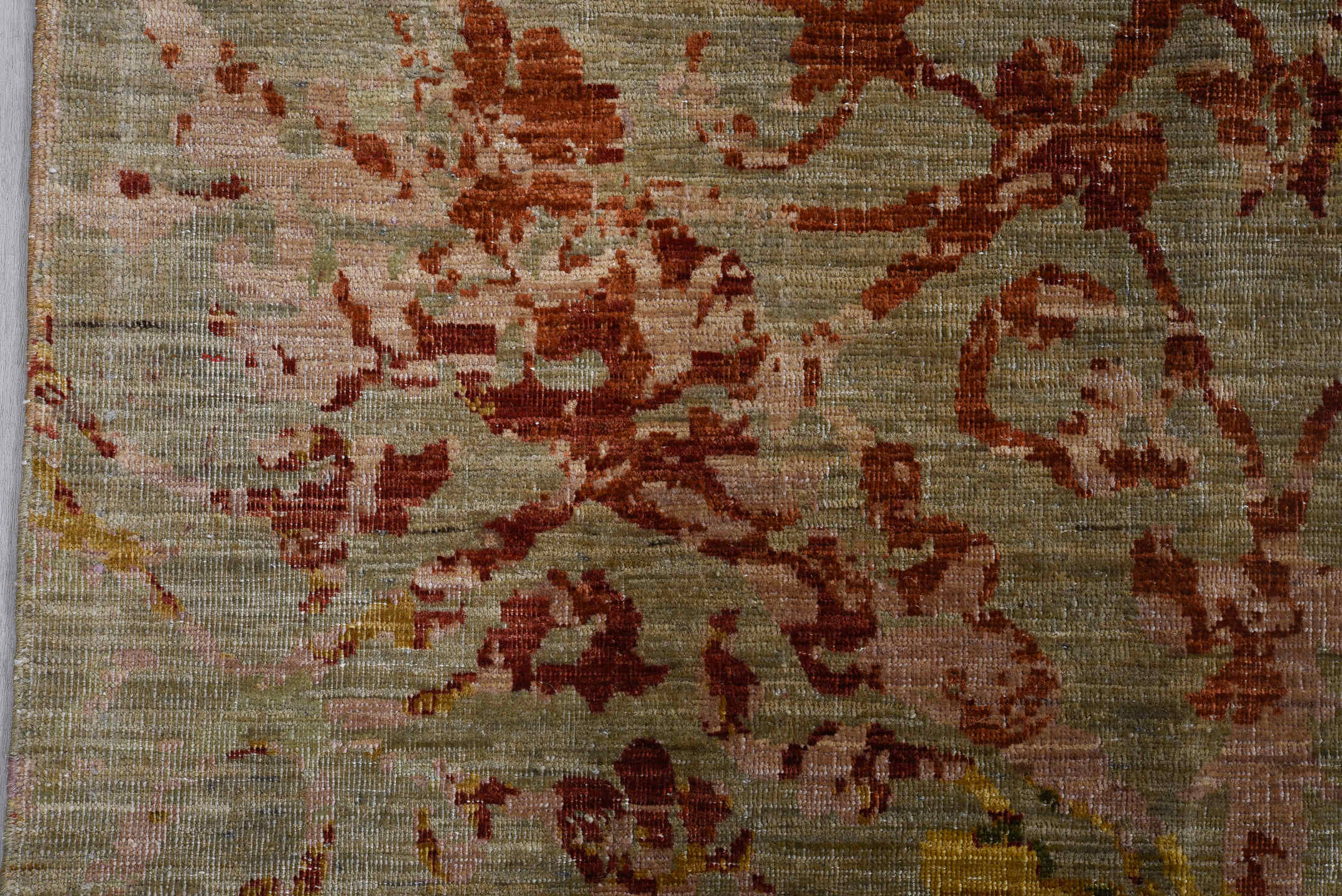 10' x 14' one-of-a-kind handmade vintage Afghan large size rug. Color palette: taupe, olive, gold, crimson, turquoise, rose