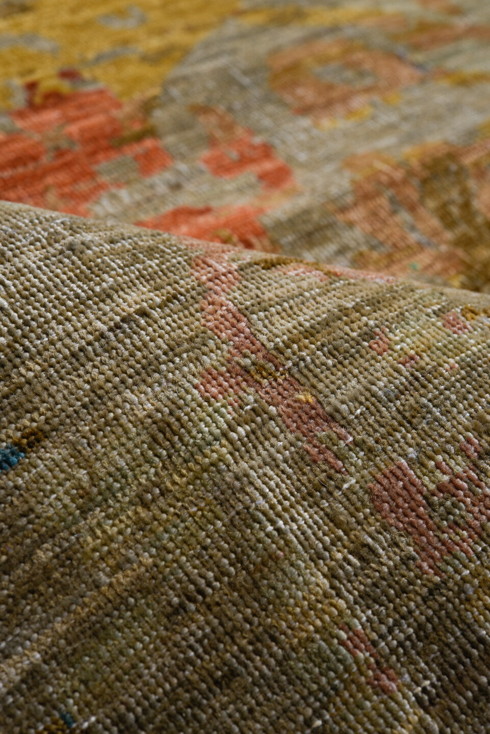 10' x 14' one-of-a-kind handmade vintage Afghan large size rug. Color palette: taupe, olive, gold, crimson, turquoise, rose