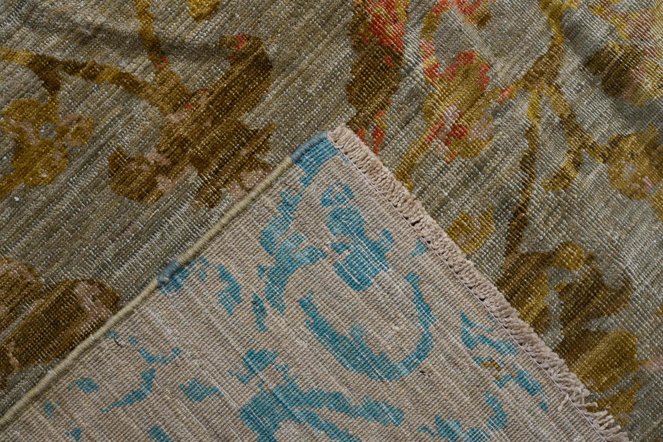 10' x 13' one-of-a-kind handmade vintage Afghan large size rug. Color palette: gray, gold, crimson, olive, turquoise, taupe