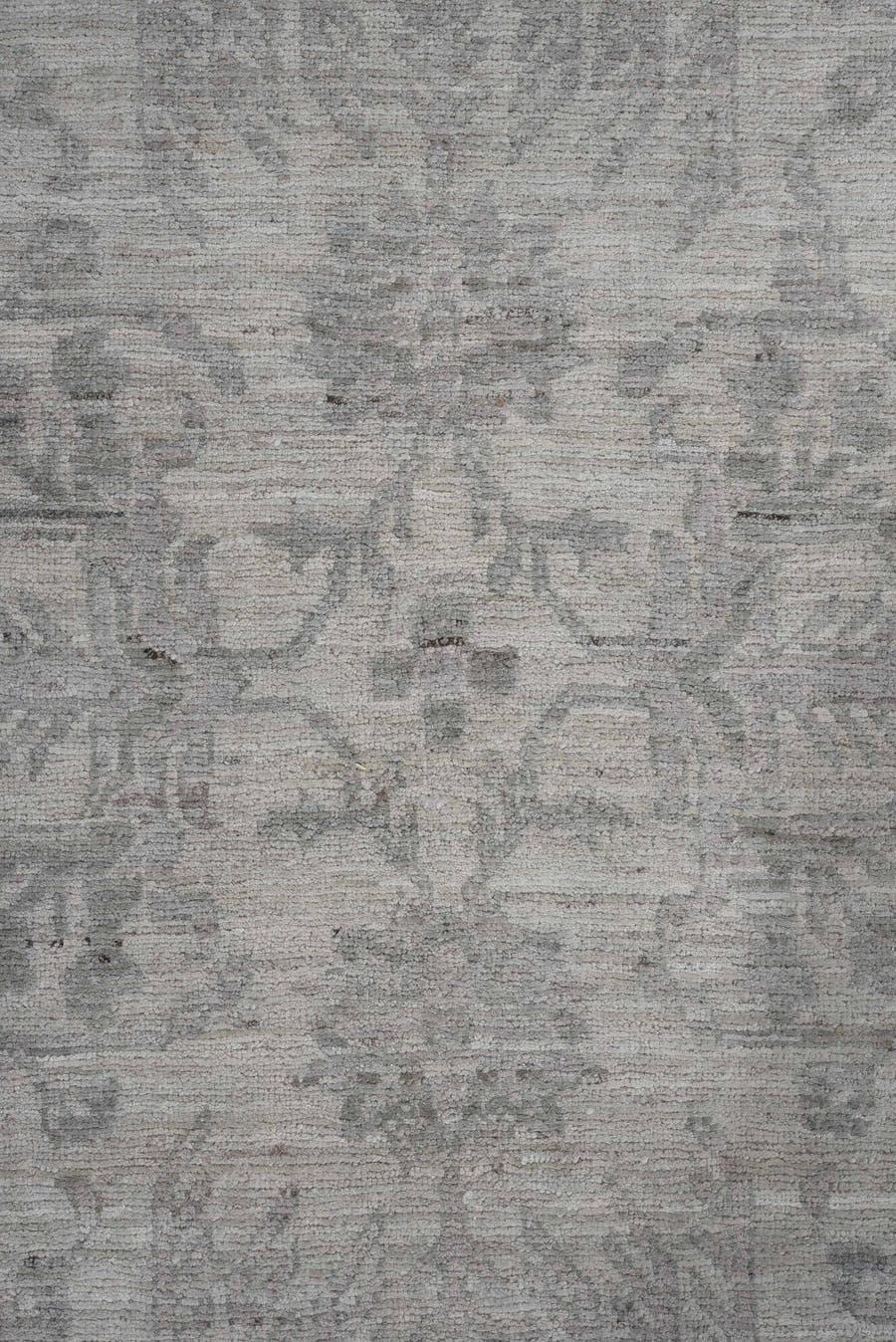 9' x 12' one-of-a-kind handmade vintage Afghan large size rug. Color palette: ivory, silver, gray, taupe, stone, beige