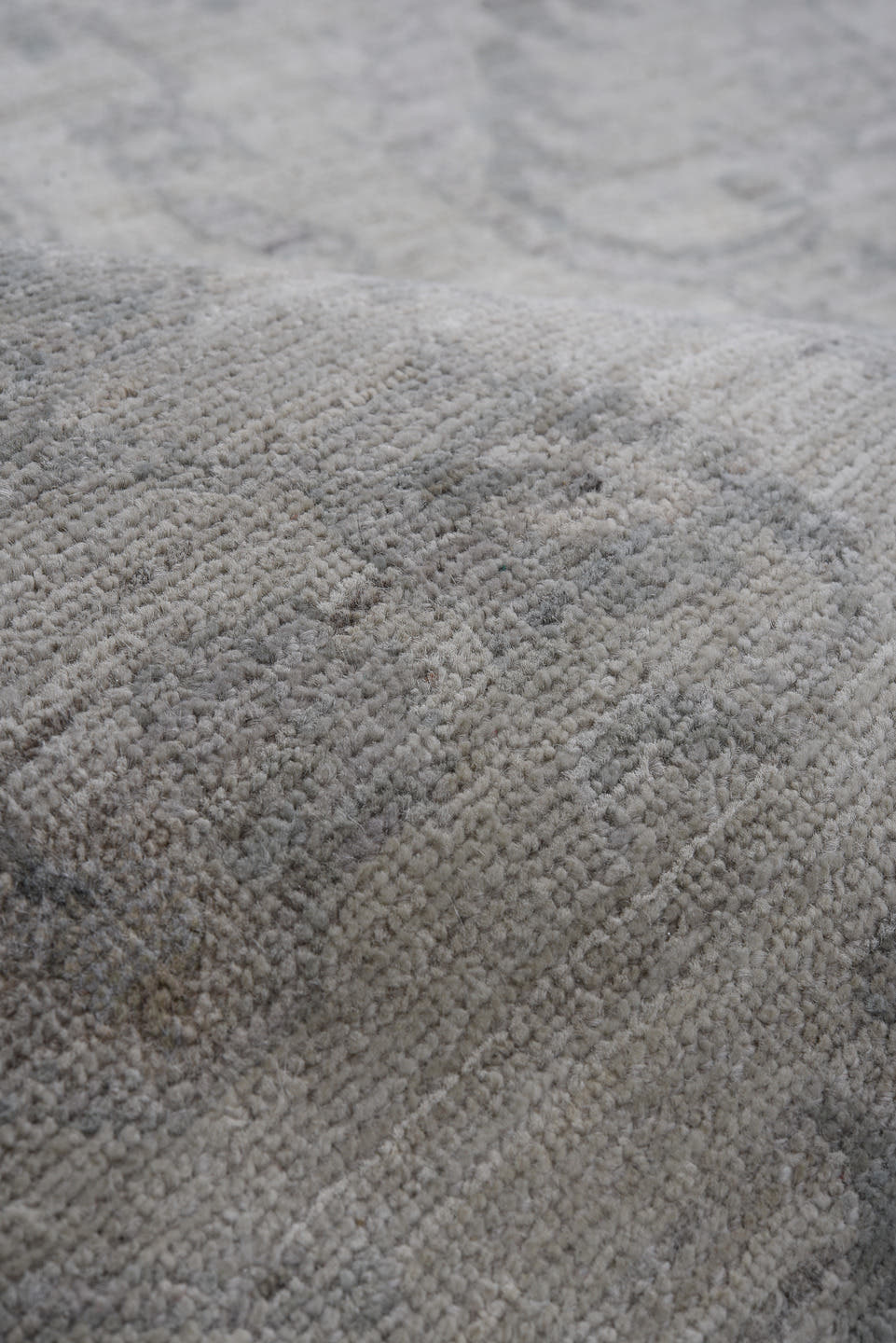 9' x 12' one-of-a-kind handmade vintage Afghan large size rug. Color palette: ivory, silver, gray, taupe, stone, beige