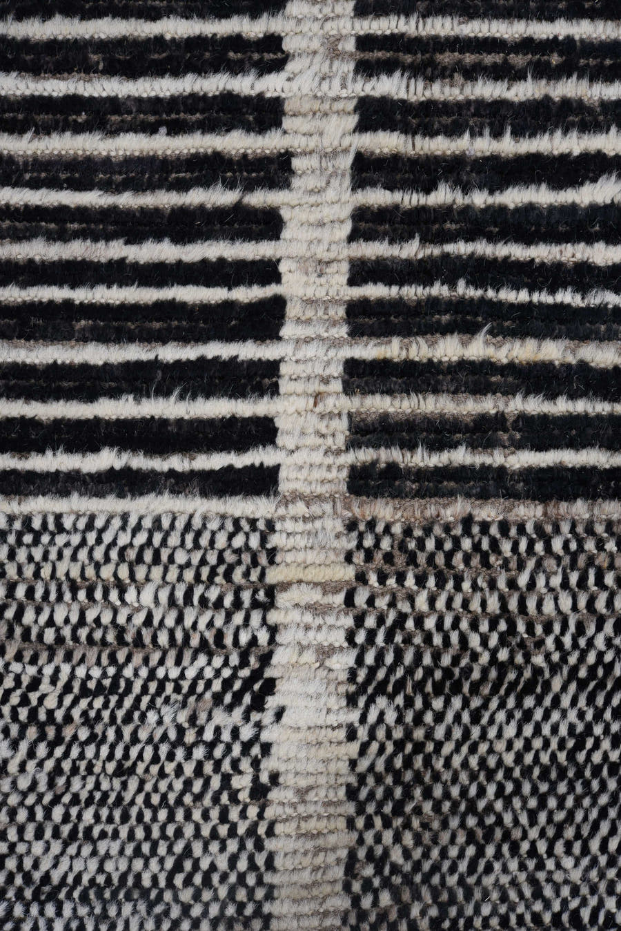11' x 14' one-of-a-kind handmade vintage Tulu oversize rug. Color palette: gray, charcoal, ivory, black