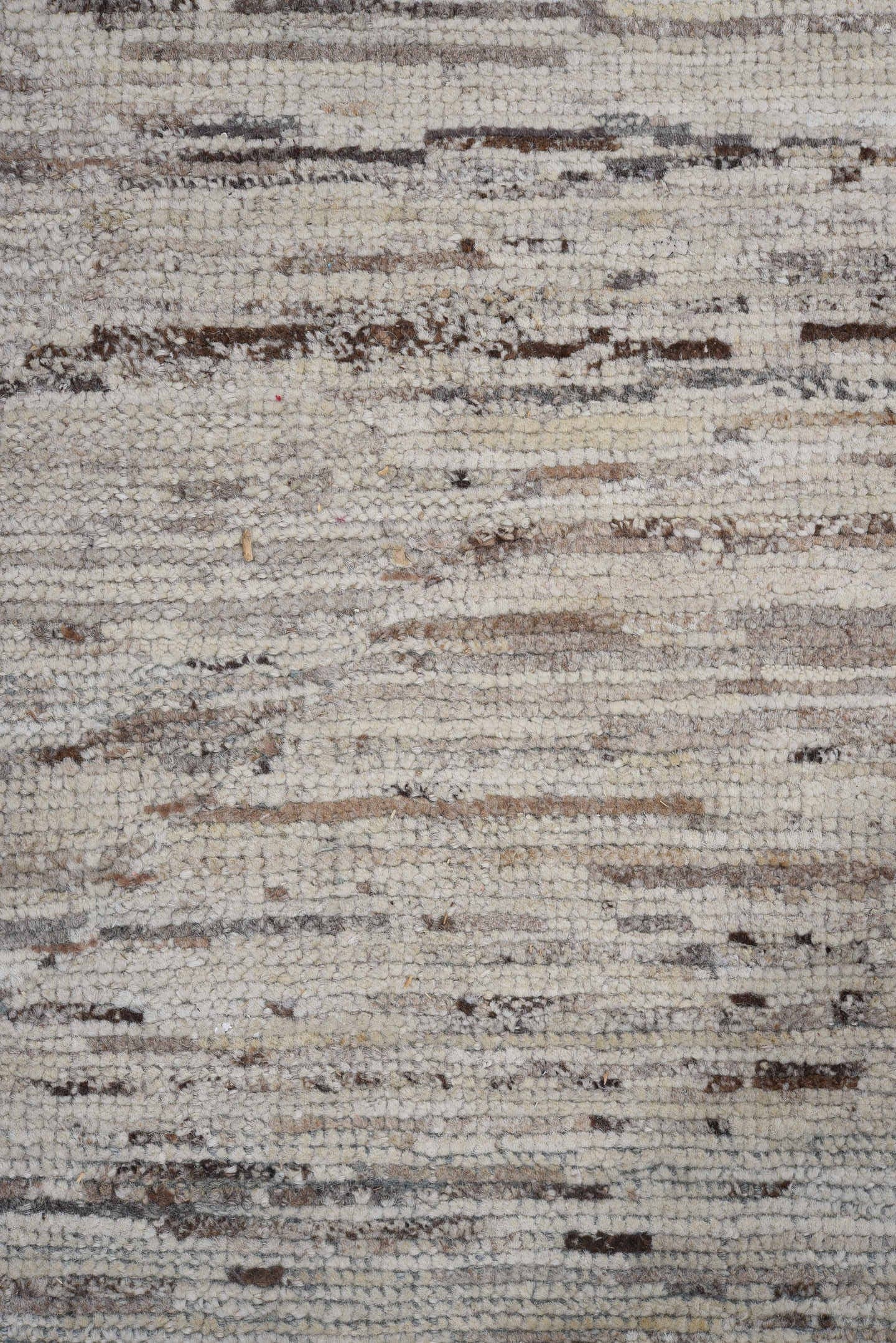 8' x 12' one-of-a-kind handmade vintage Tulu large size rug. Color palette: ivory, taupe, brown, gray, camel, beige