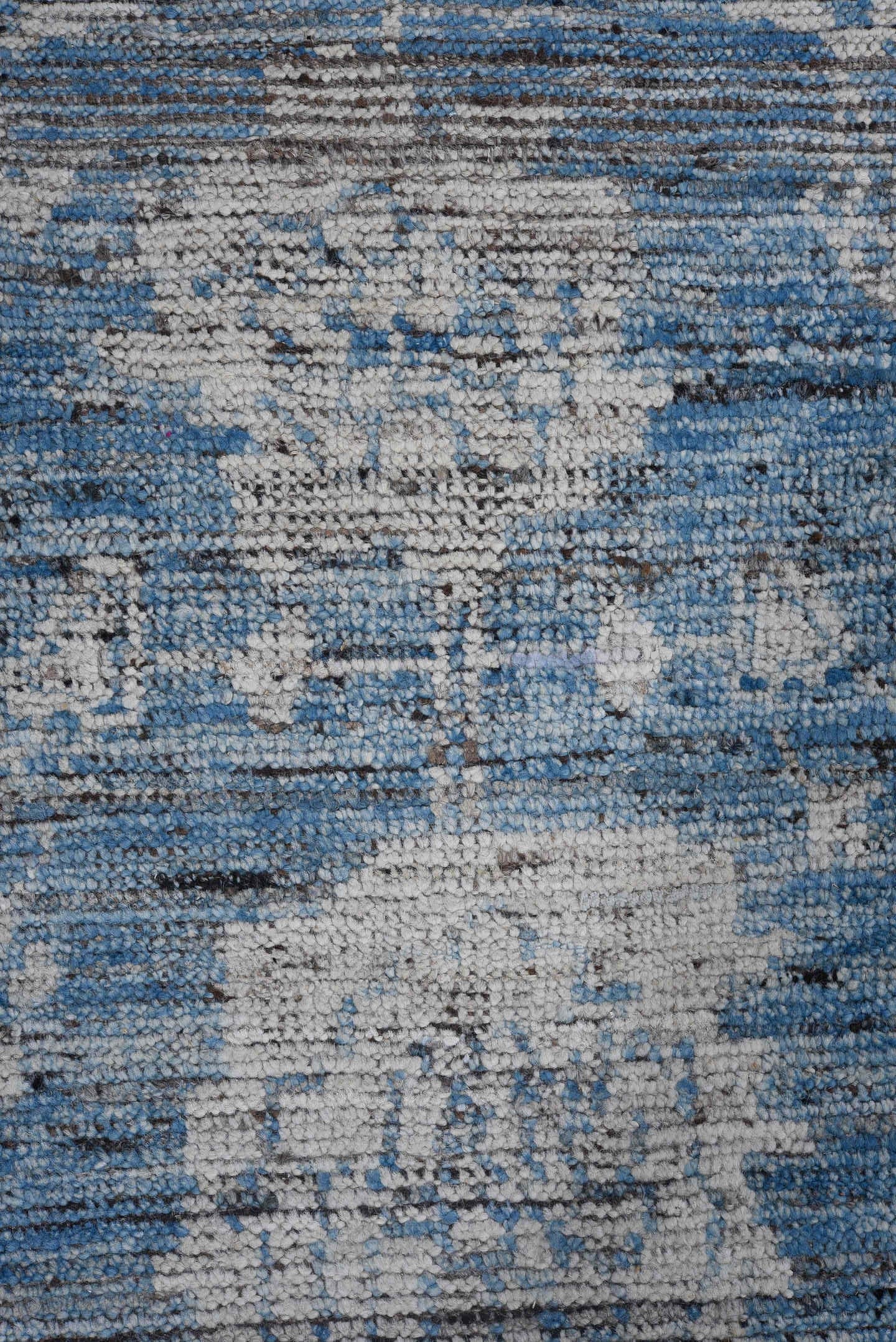 9' x 13' one-of-a-kind handmade vintage Oushak large size rug. Color palette: sky blue, ivory, slate, silver, charcoal