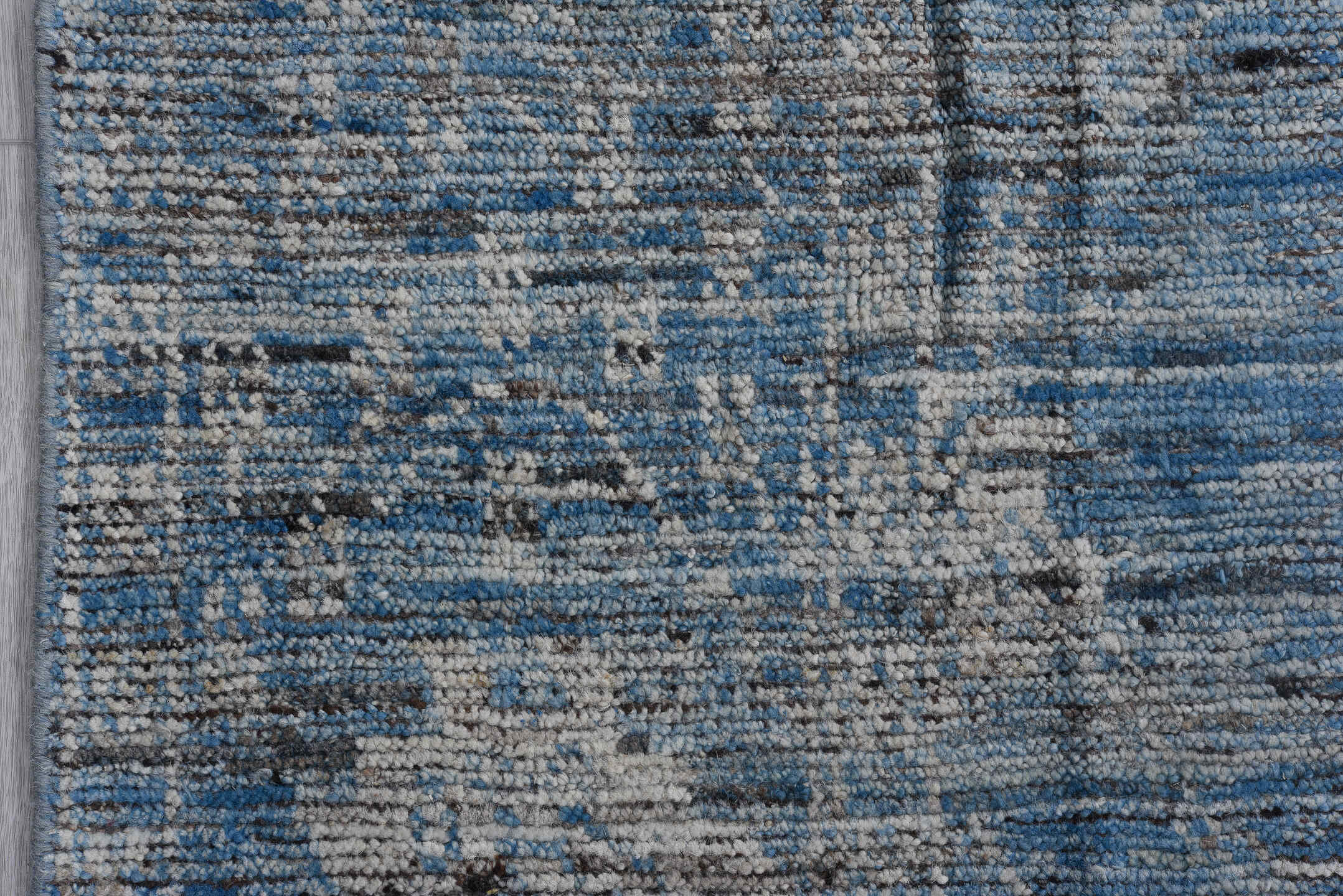 9' x 13' one-of-a-kind handmade vintage Oushak large size rug. Color palette: sky blue, ivory, slate, silver, charcoal