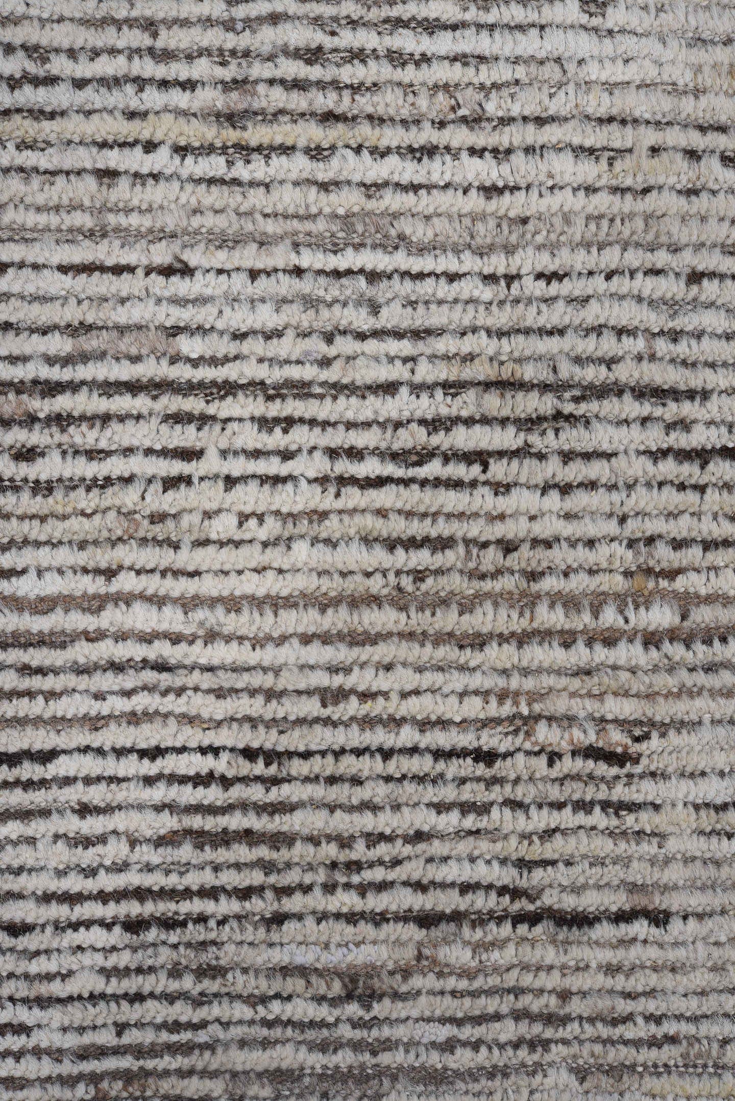 10' x 13' one-of-a-kind handmade vintage Tulu large size rug. Color palette: ivory, taupe, charcoal, brown, gray, beige