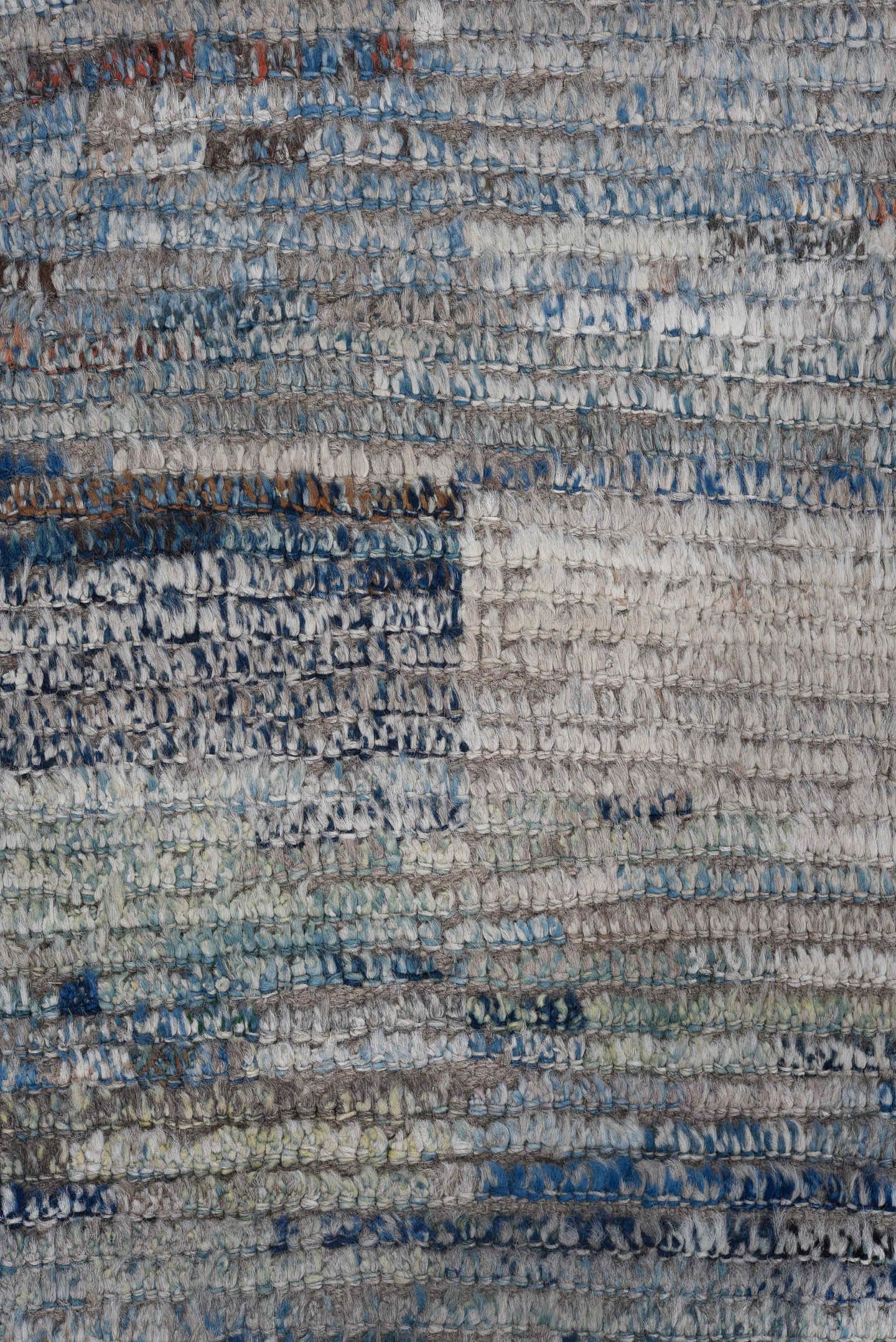 10' x 14' one-of-a-kind handmade vintage Tulu large size rug. Color palette: gray, ivory, slate, blue, taupe, charcoal, sage