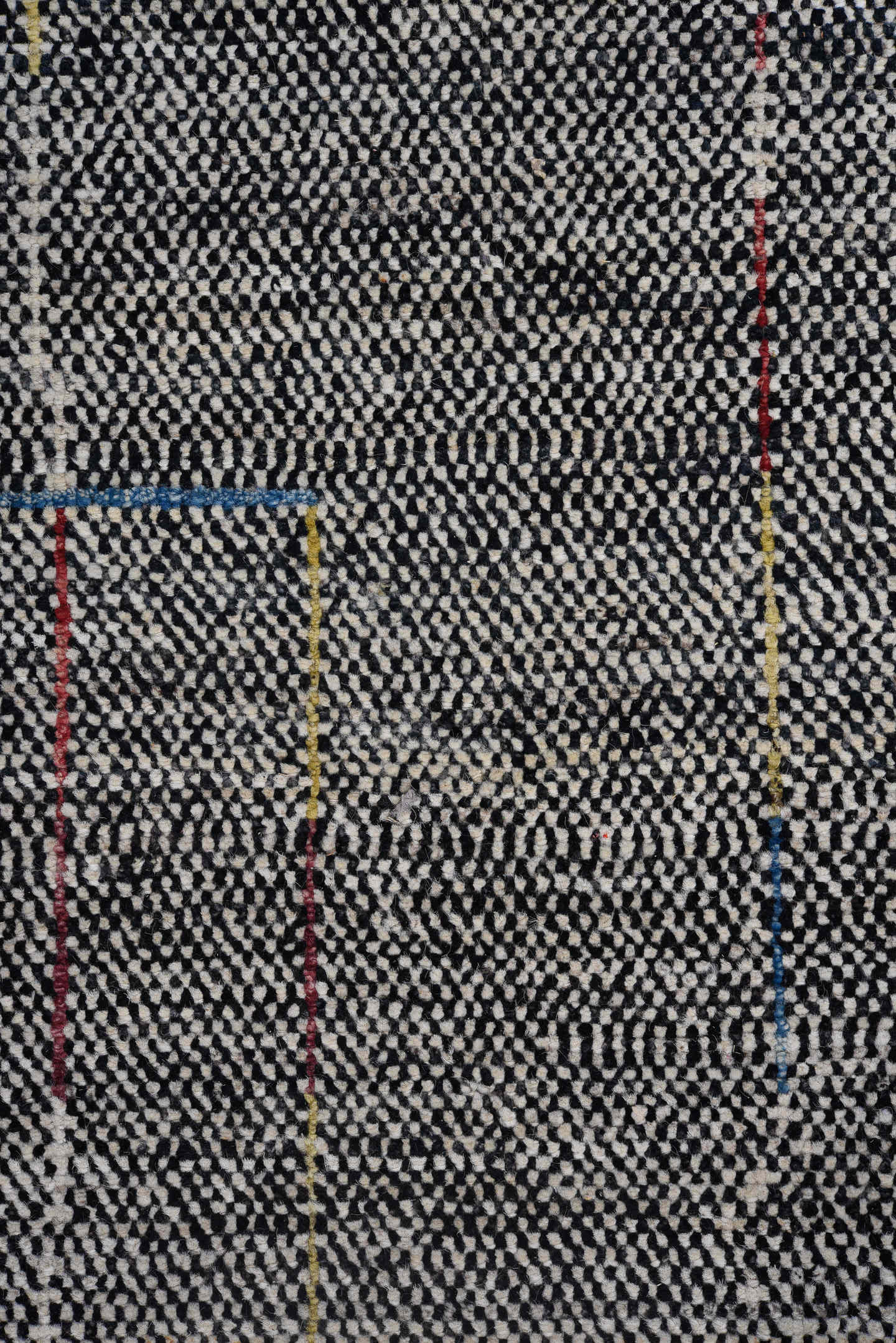 10' x 13' one-of-a-kind handmade vintage Tulu large size rug. Color palette: charcoal, ivory, gold, crimson, slate, taupe