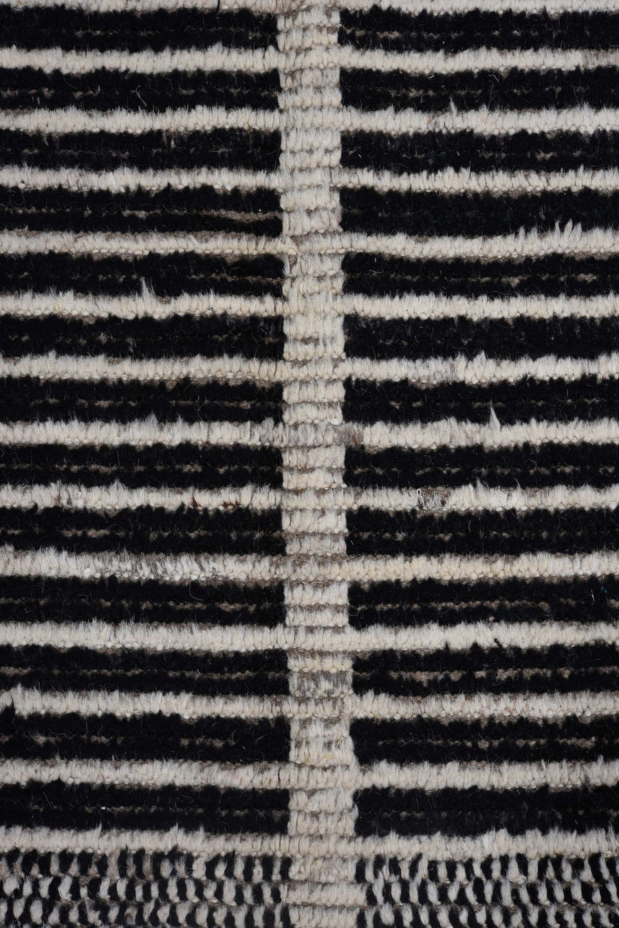 10' x 13' one-of-a-kind handmade vintage Tulu large size rug. Color palette: charcoal, ivory, gray, taupe, black, beige