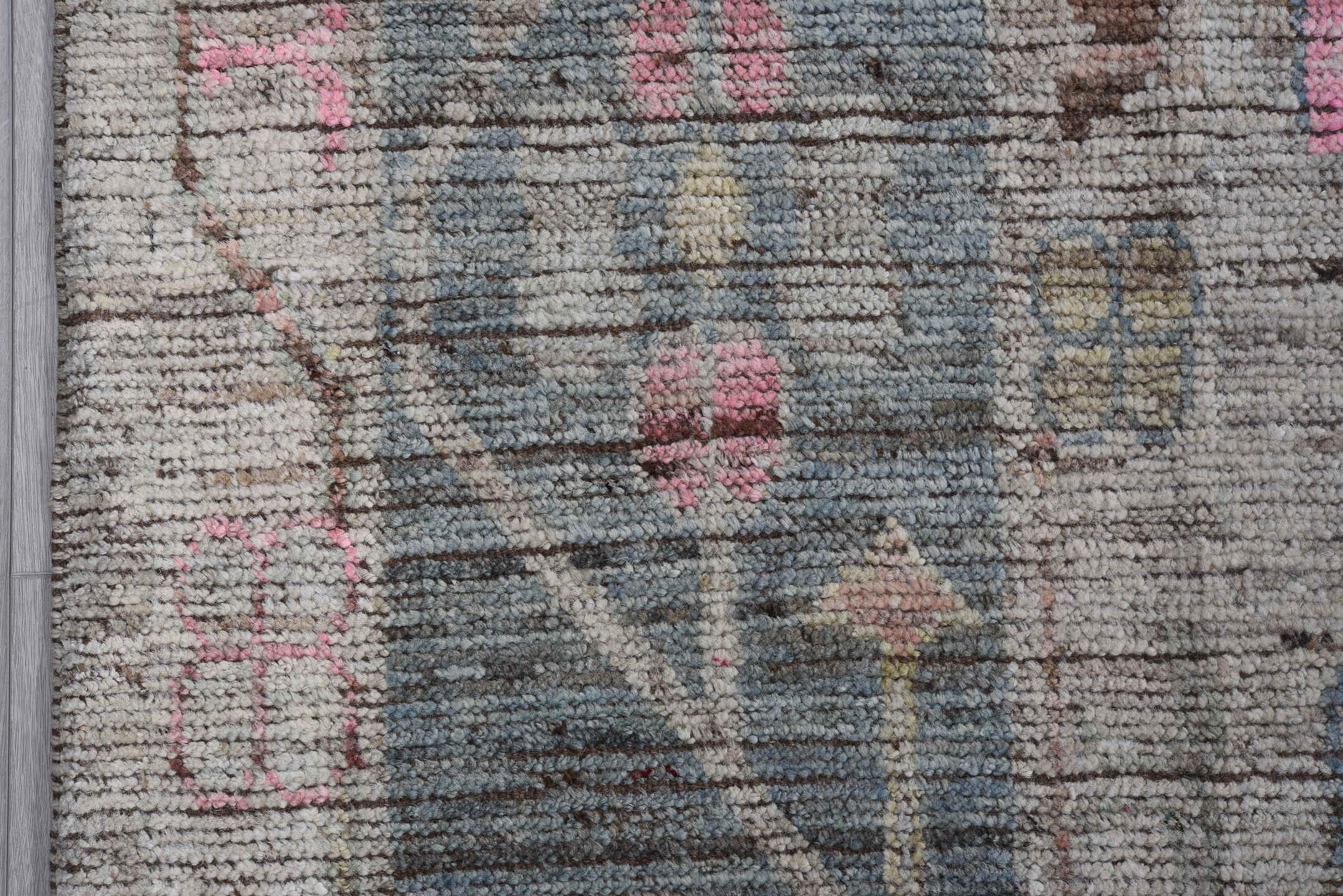 10' x 13' one-of-a-kind handmade vintage Oushak large size rug. Color palette: gray, slate, ivory, blush, gold, taupe, rose