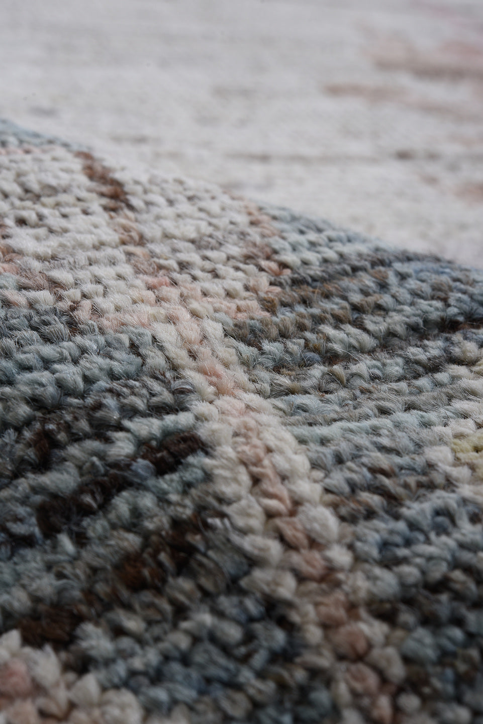 10' x 13' one-of-a-kind handmade vintage Oushak large size rug. Color palette: gray, slate, ivory, blush, gold, taupe, rose
