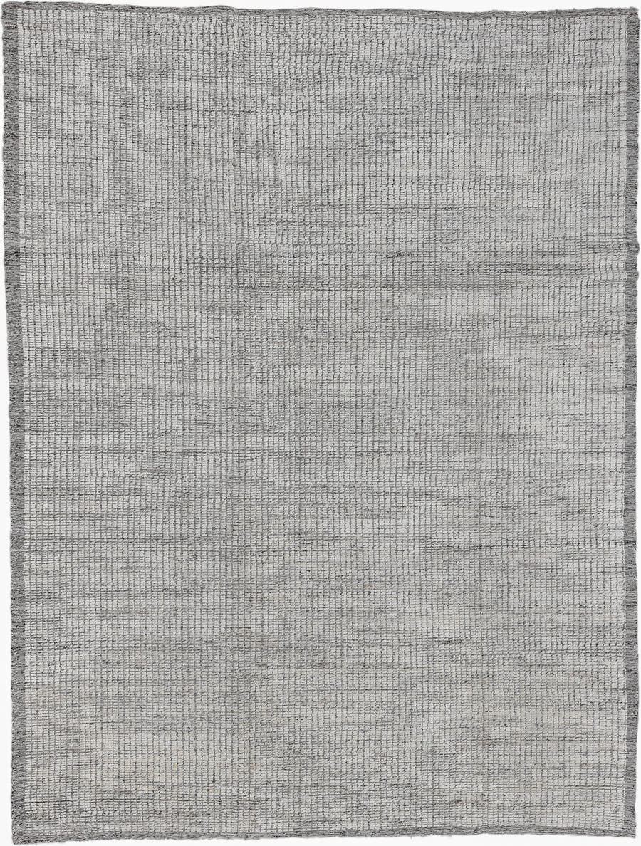 10' x 13' one-of-a-kind handmade vintage Tulu large size rug. Color palette: ivory, gray, charcoal, black