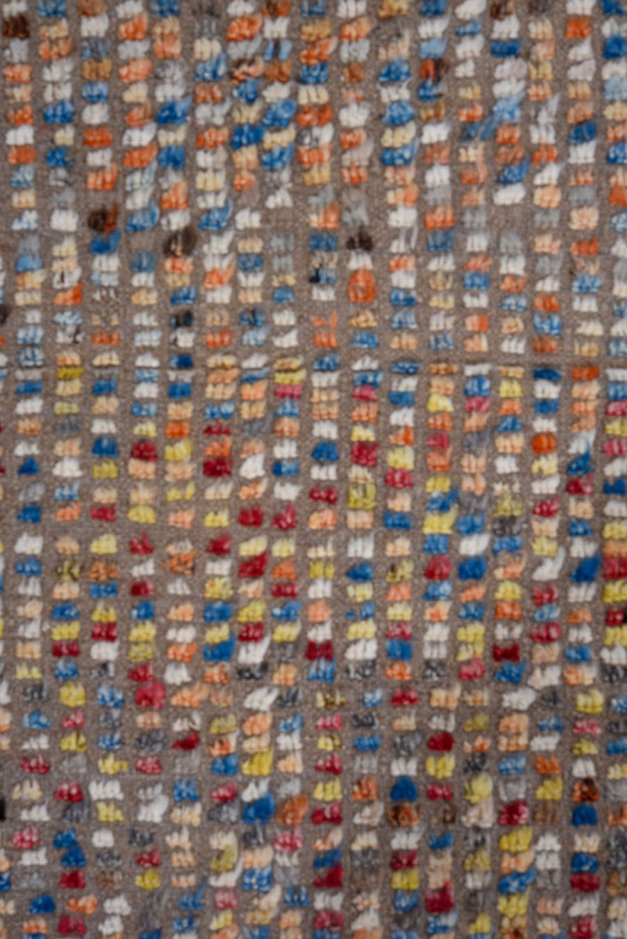 5' x 8' one-of-a-kind handmade vintage Oushak medium size rug. Color palette: taupe, ivory, blue, coral, pink, yellow