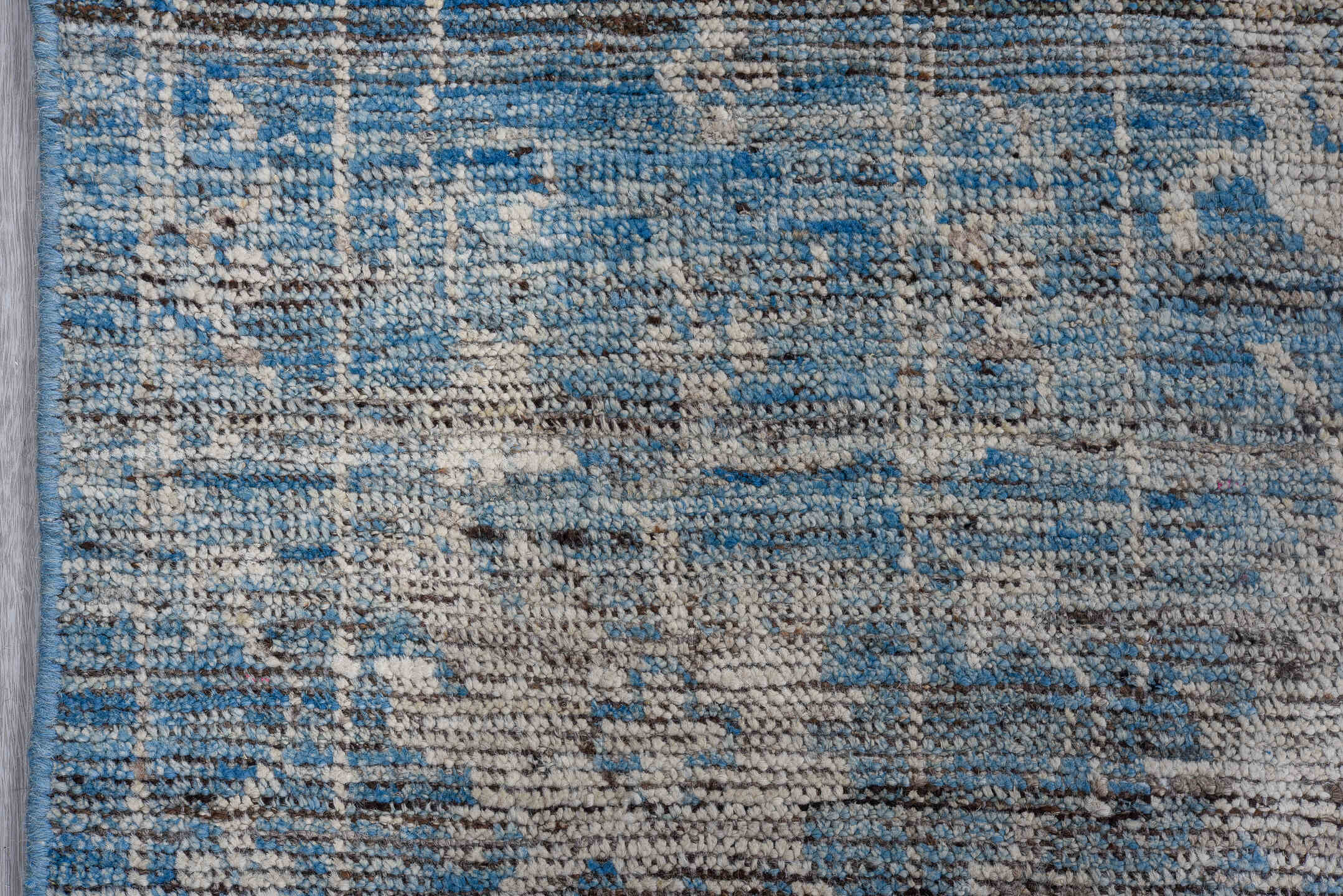 9' x 12' one-of-a-kind handmade vintage Oushak large size rug. Color palette: sky blue, ivory, slate, powder blue, taupe