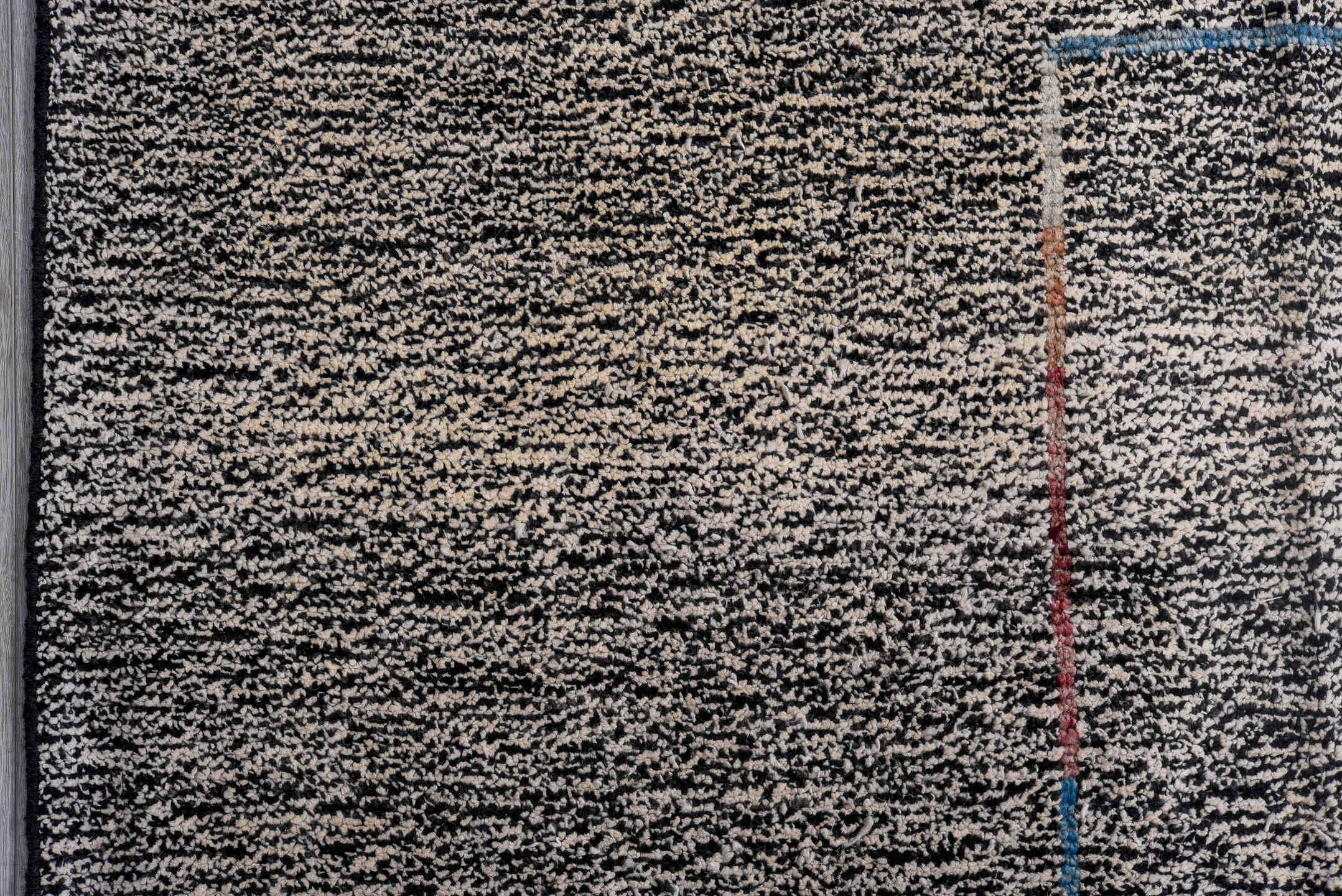 12' x 15' one-of-a-kind handmade vintage Tulu oversize rug. Color palette: gray, charcoal, crimson, ivory, rust, blue, black