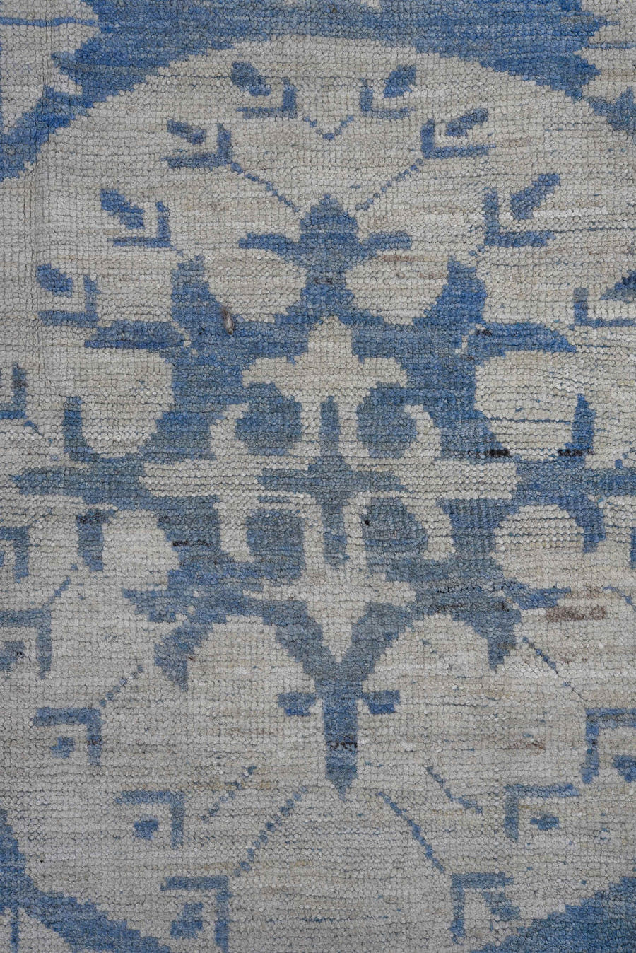 12' x 15' one-of-a-kind handmade vintage Oushak oversize rug. Color palette: blue, ivory, slate, cream, gray