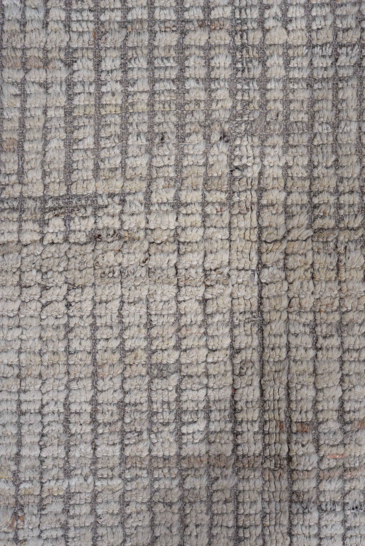 13' x 16' one-of-a-kind handmade vintage Tulu oversize rug. Color palette: ivory, gray, taupe, charcoal, greige, beige