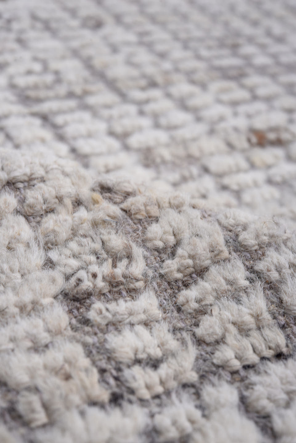 13' x 16' one-of-a-kind handmade vintage Tulu oversize rug. Color palette: ivory, gray, taupe, charcoal, greige, beige