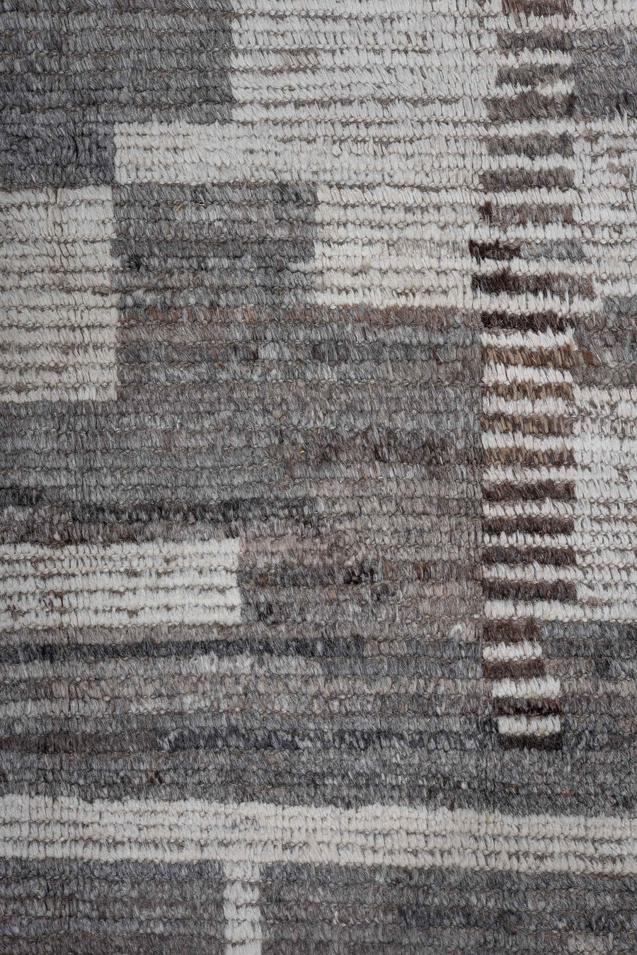 11' x 14' one-of-a-kind handmade vintage Tulu oversize rug. Color palette: gray, ivory, taupe, brown, charcoal, beige, black