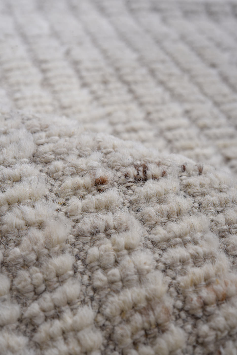 2' x 12' one-of-a-kind handmade vintage Tulu runner rug. Color palette: ivory, light gray, taupe, cream, charcoal, beige