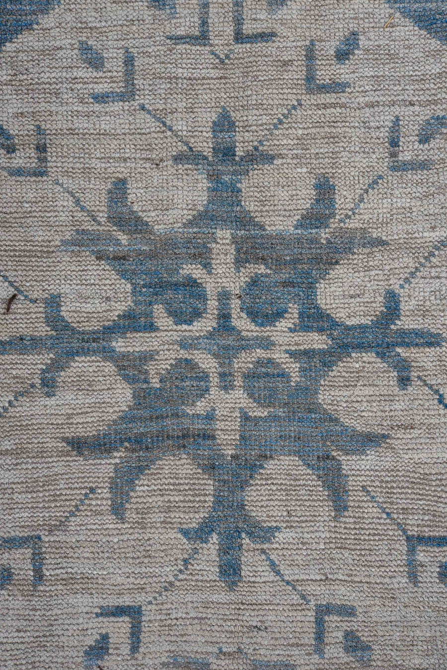 12' x 15' one-of-a-kind handmade vintage Oushak oversize rug. Color palette: blue, ivory, slate, cream, gray