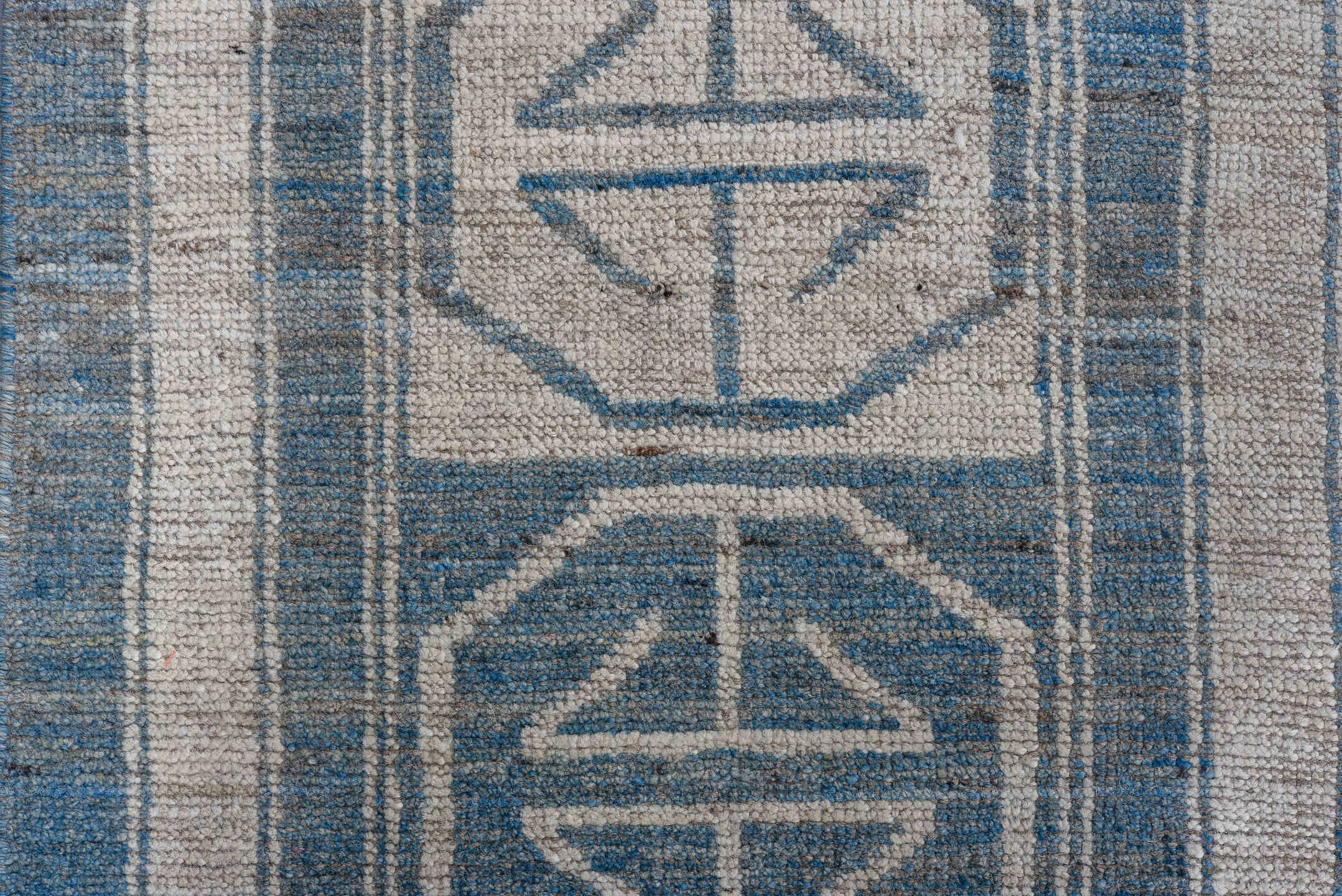 12' x 15' one-of-a-kind handmade vintage Oushak oversize rug. Color palette: blue, ivory, slate, cream, gray
