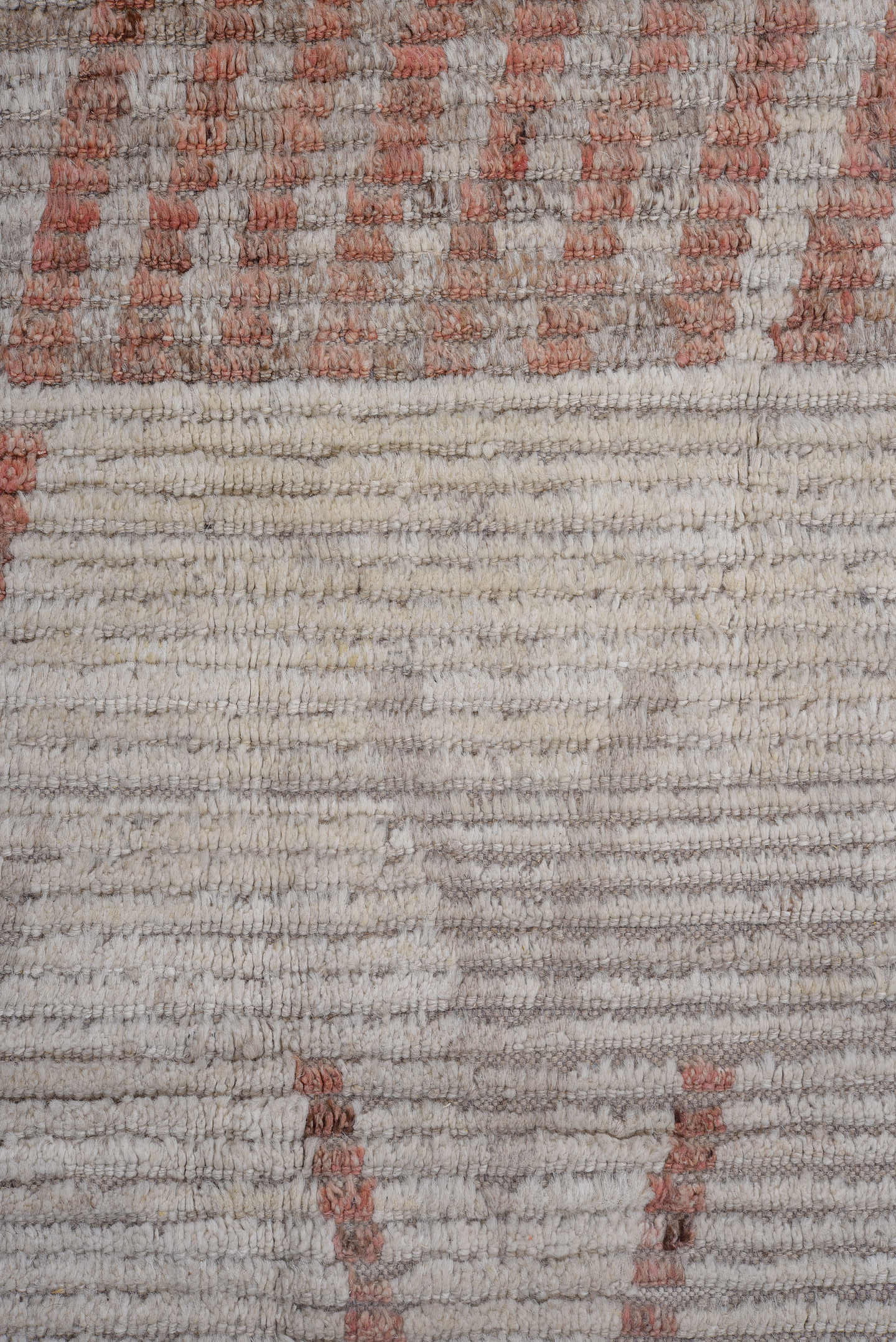 13' x 17' one-of-a-kind handmade vintage Tulu oversize rug. Color palette: ivory, taupe, blush, charcoal, gray, rose, beige