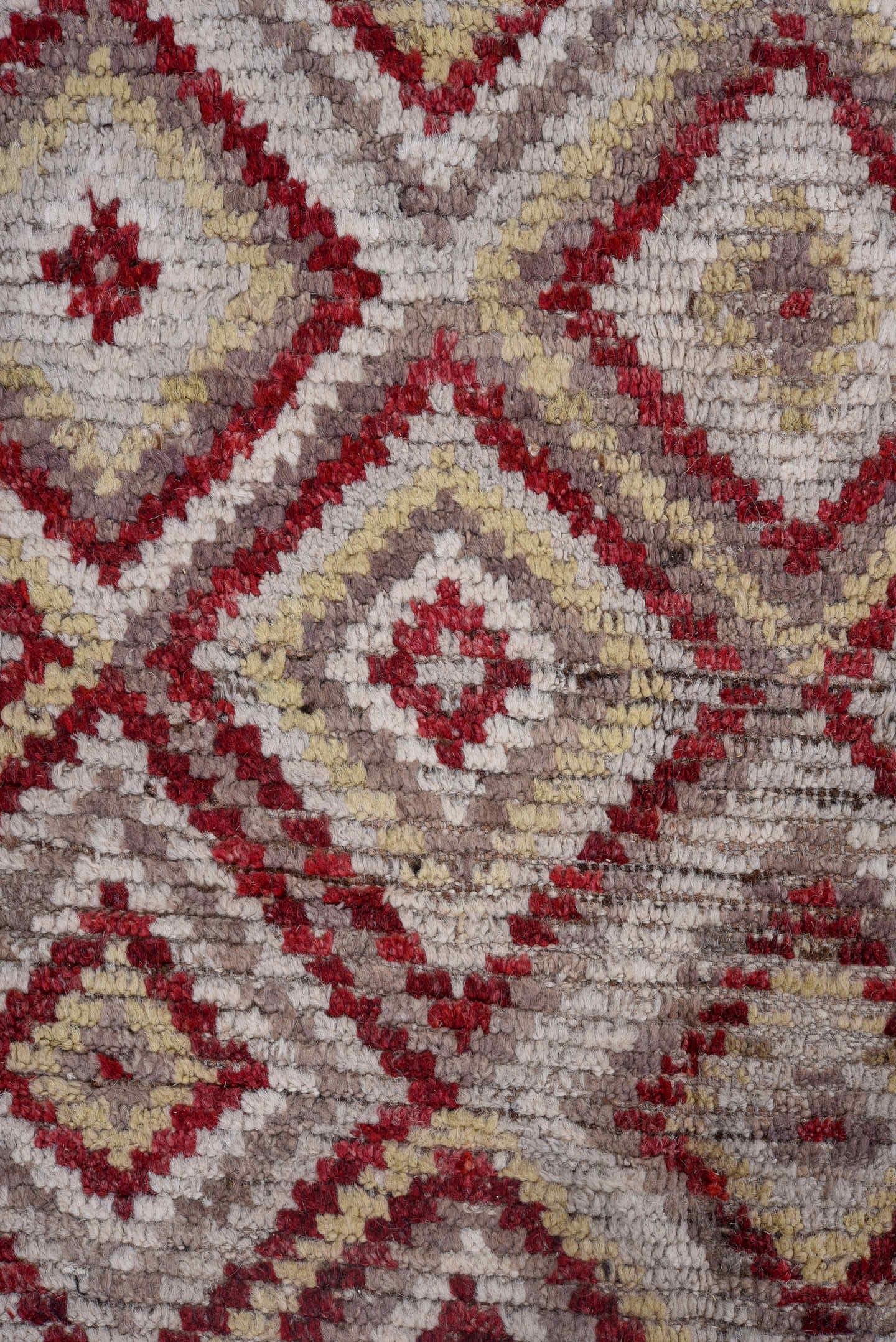 14' x 16' one-of-a-kind handmade vintage Tulu oversize rug. Color palette: ivory, rust, burgundy, camel, taupe, terracotta