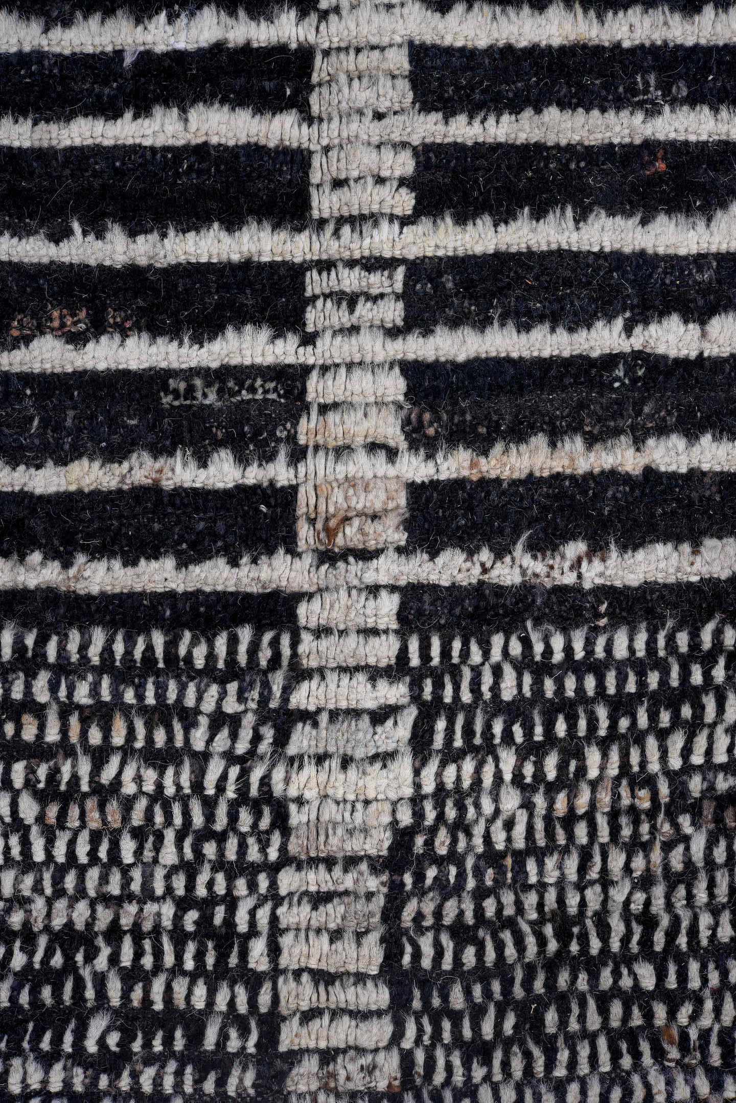 13' x 13' one-of-a-kind handmade vintage Tulu oversize rug. Color palette: charcoal, ivory, gray, black