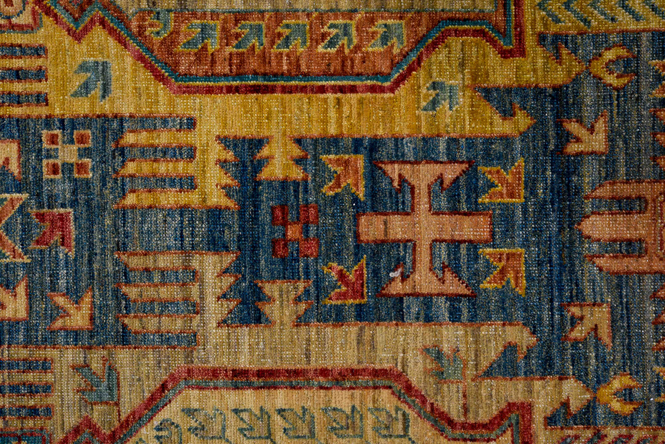 8' x 9' one-of-a-kind handmade vintage Afghan rug. Color palette: arapawa, black, blue, brown, charcoal, gray, light gray