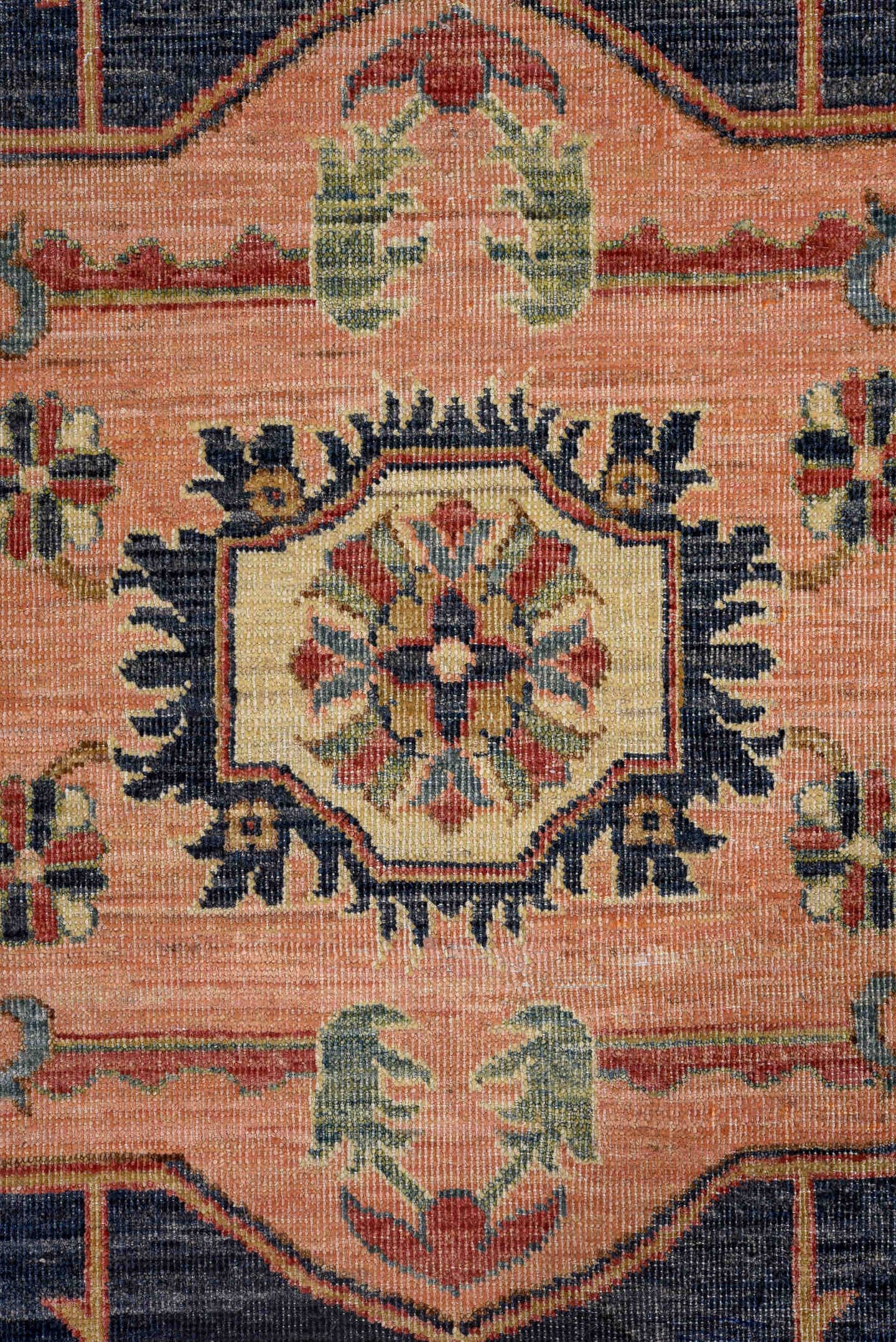 8' x 10' one-of-a-kind handmade vintage Afghan large size rug. Color palette: rust, navy, ivory, rose, camel, sage, gold