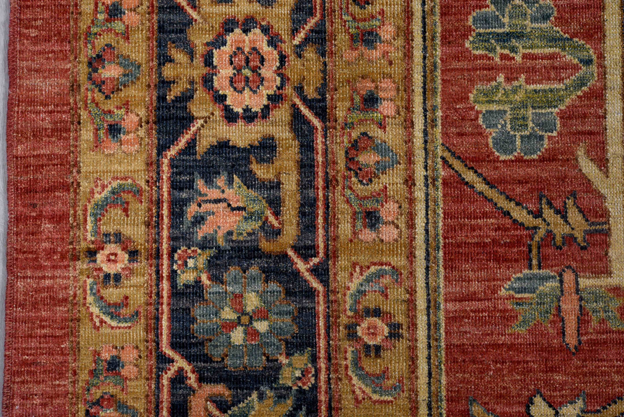 8' x 10' one-of-a-kind handmade vintage Afghan large size rug. Color palette: rust, navy, ivory, rose, camel, sage, gold