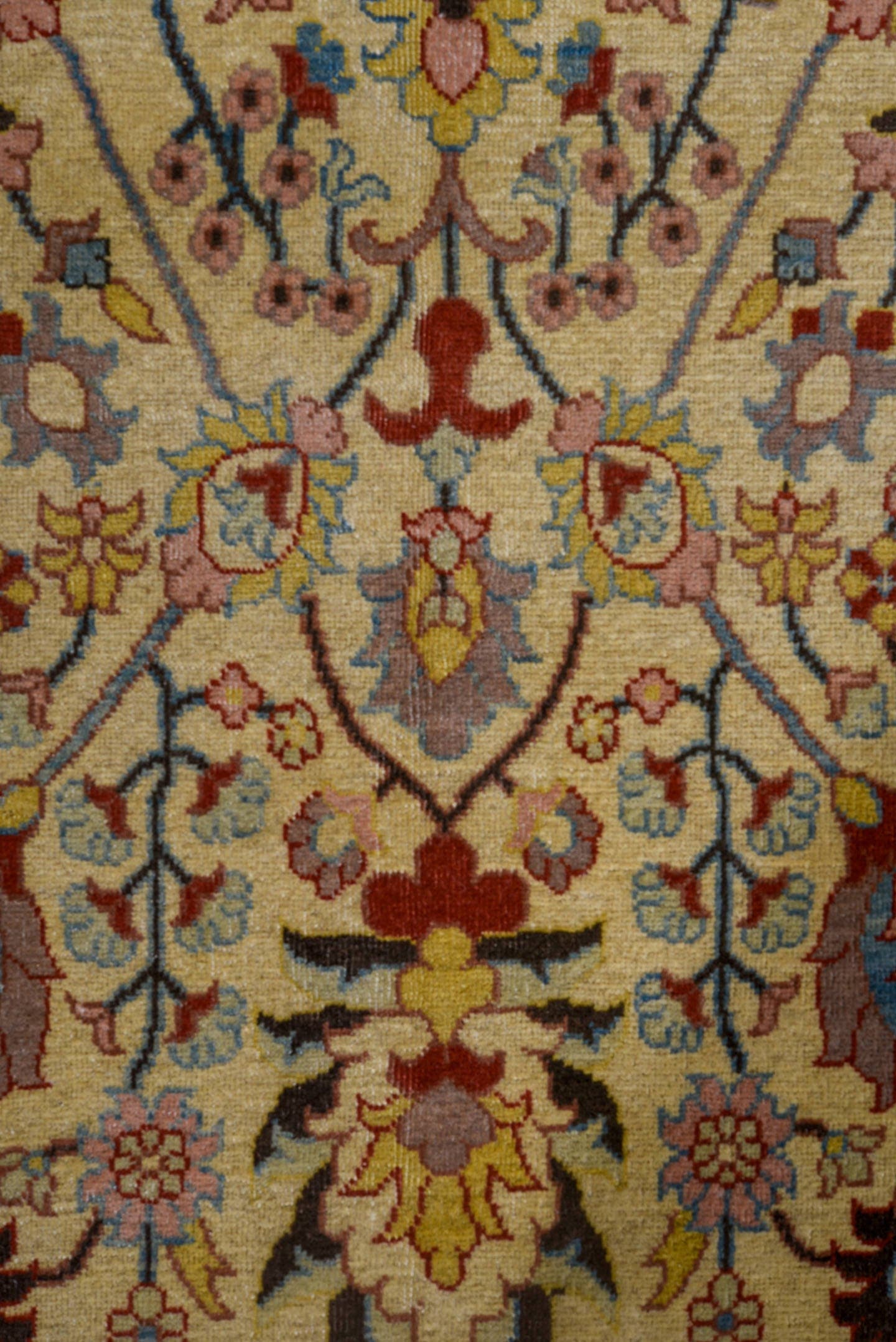 10' x 14' one-of-a-kind handmade vintage Afghan large size rug. Color palette: ivory, rose, sky blue, gold, rust, sage