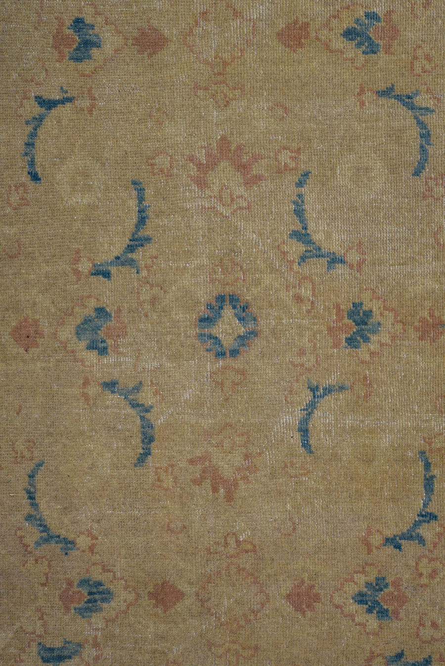 8' x 12' one-of-a-kind handmade vintage Afghan large size rug. Color palette: beige, sand, sky blue, blush, ivory, taupe