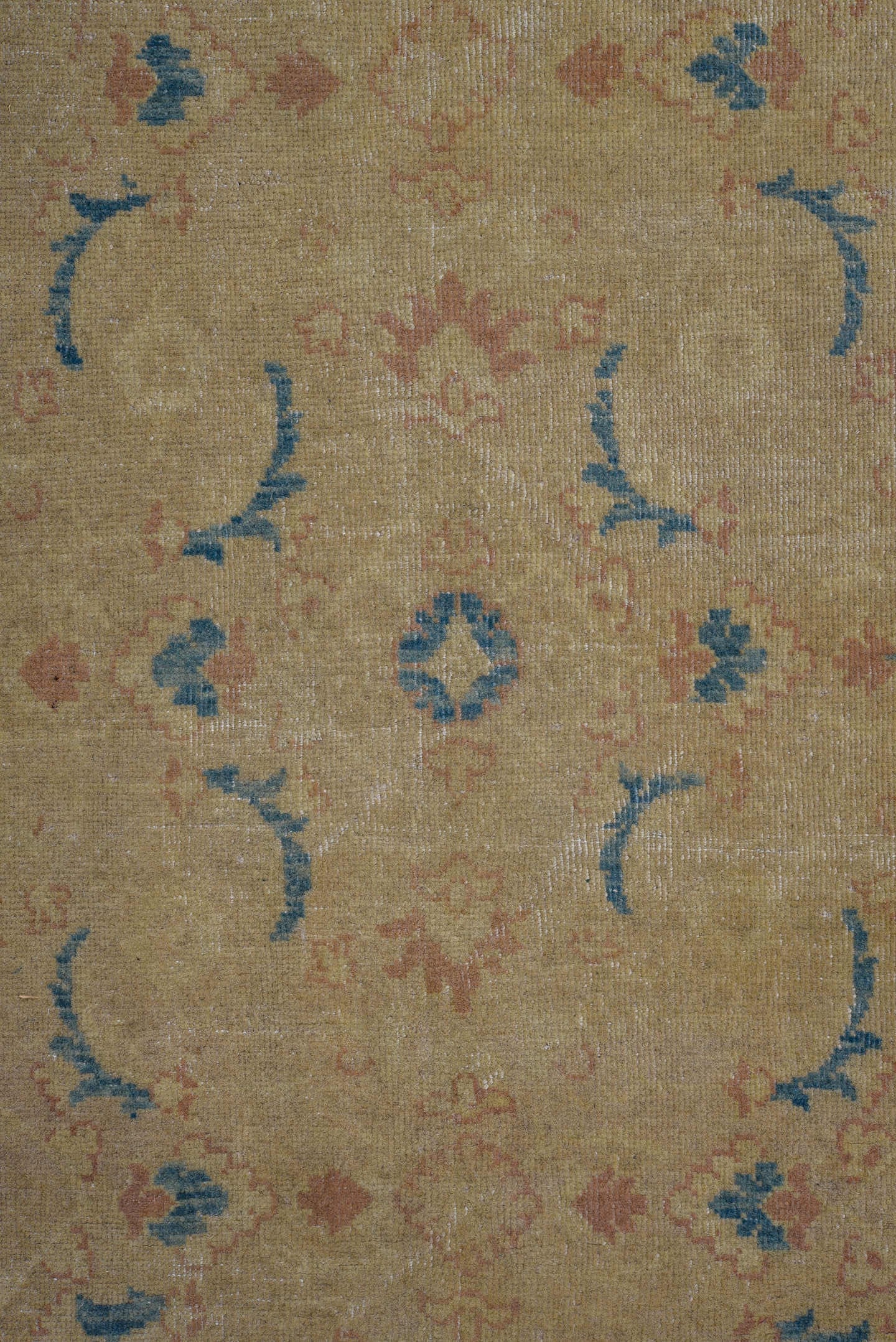 8' x 12' one-of-a-kind handmade vintage Afghan large size rug. Color palette: beige, sand, sky blue, blush, ivory, taupe