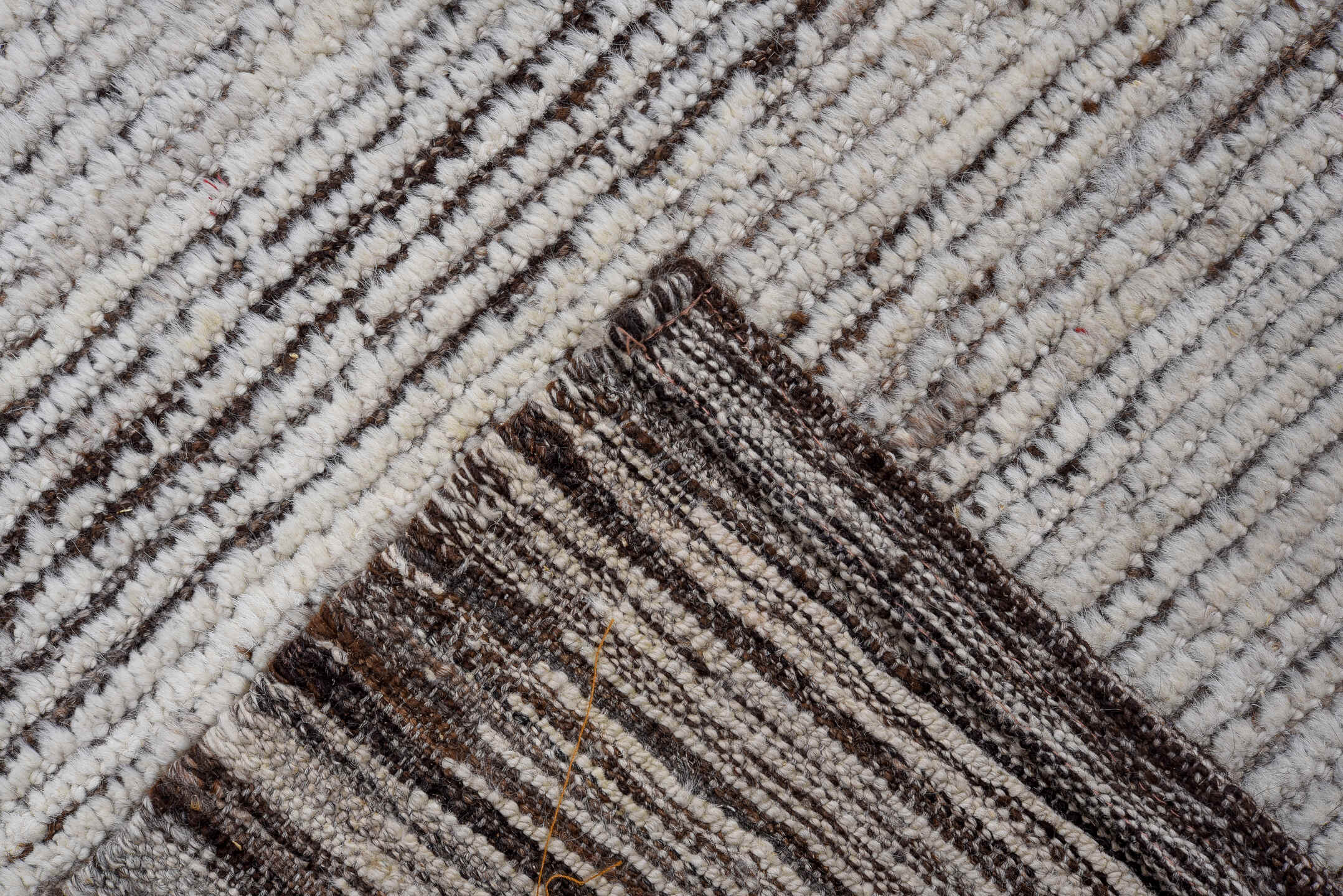 2' x 14' one-of-a-kind handmade vintage Tulu runner rug. Color palette: ivory, brown, taupe, charcoal, beige, gray, black