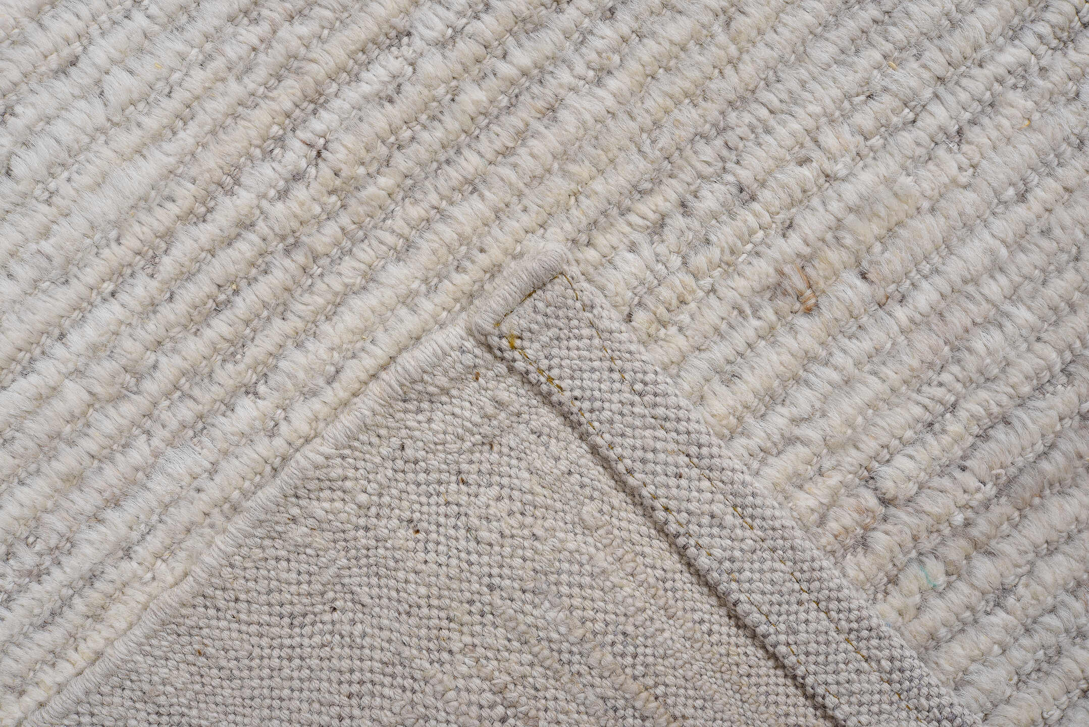 6' x 15' one-of-a-kind handmade vintage Tulu rug. Color palette: ivory, cream, taupe, beige, charcoal, gray, black