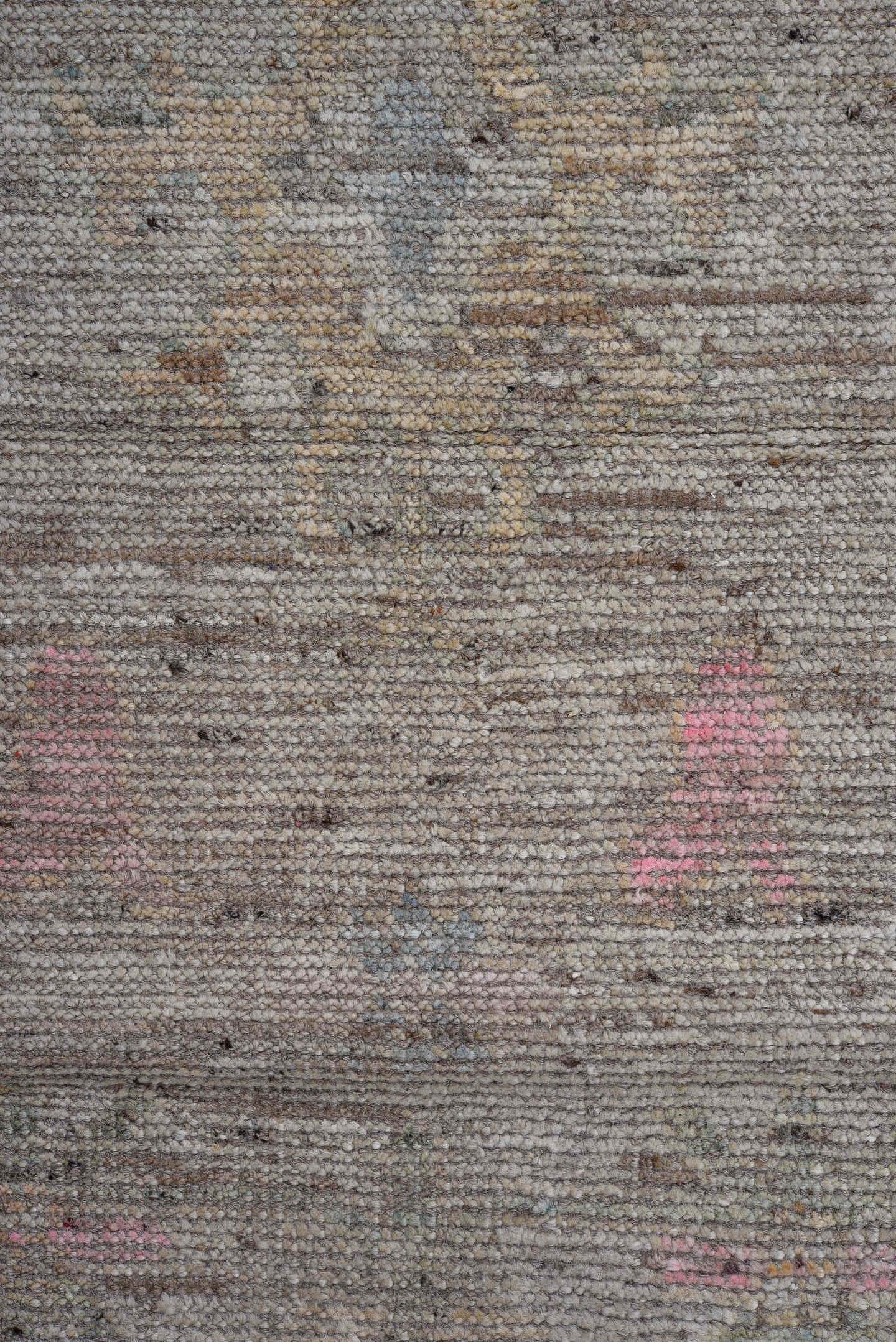 3' x 9' one-of-a-kind handmade vintage Oushak runner rug. Color palette: taupe, slate, ivory, rose, gold, sage, beige, gray